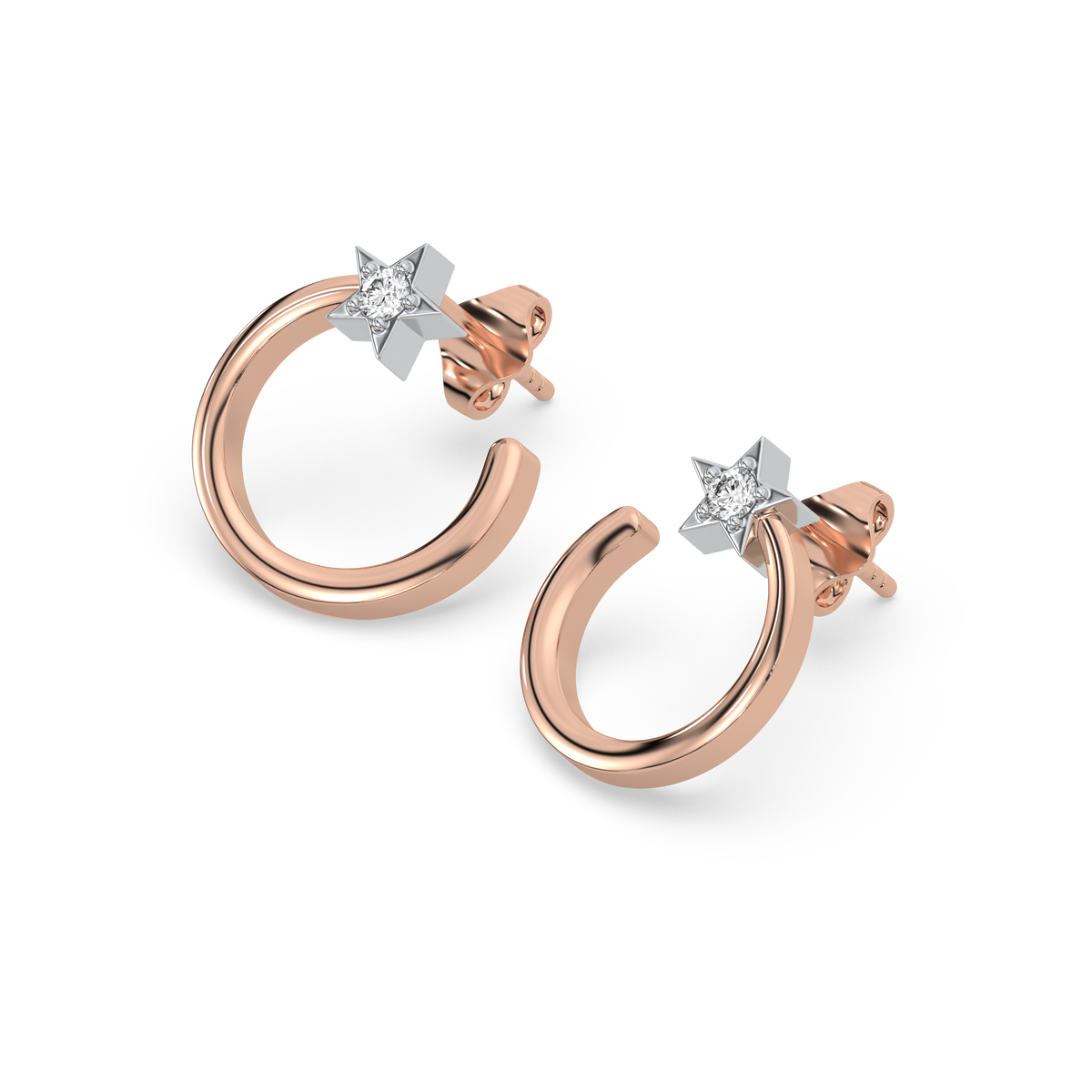 Star Rose - Lab Diamond Hoop Earrings