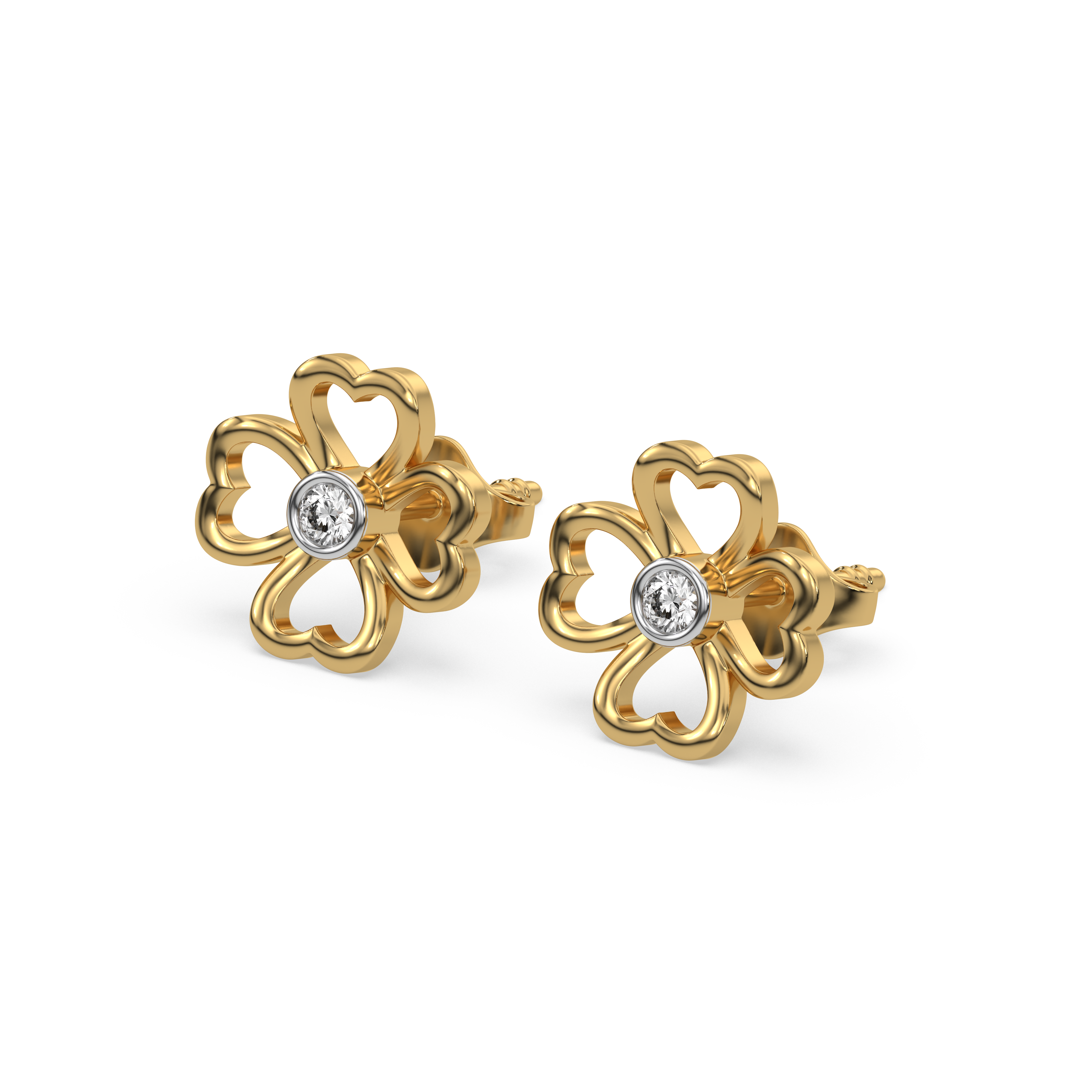 Clover Bezel - Lab Diamond Stud Earrings