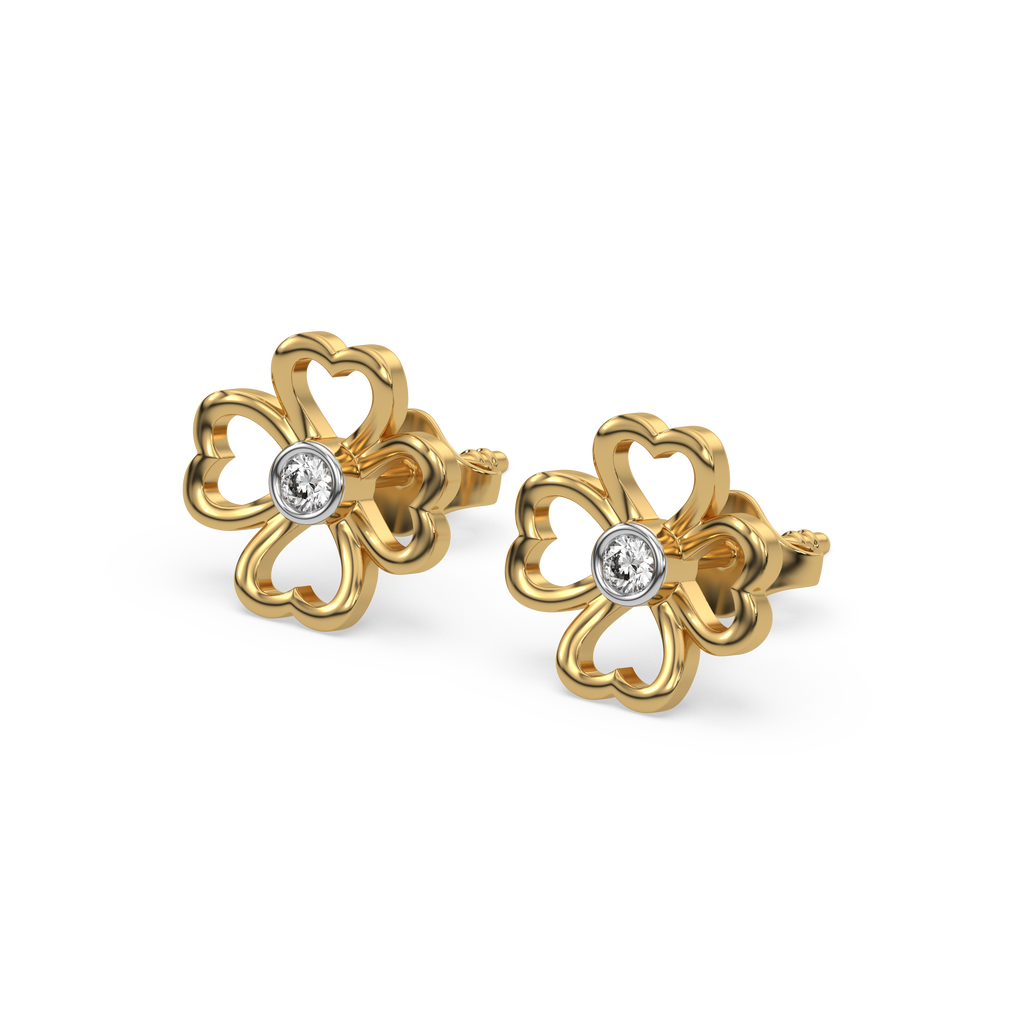 Clover Bezel - Lab Diamond Stud Earrings