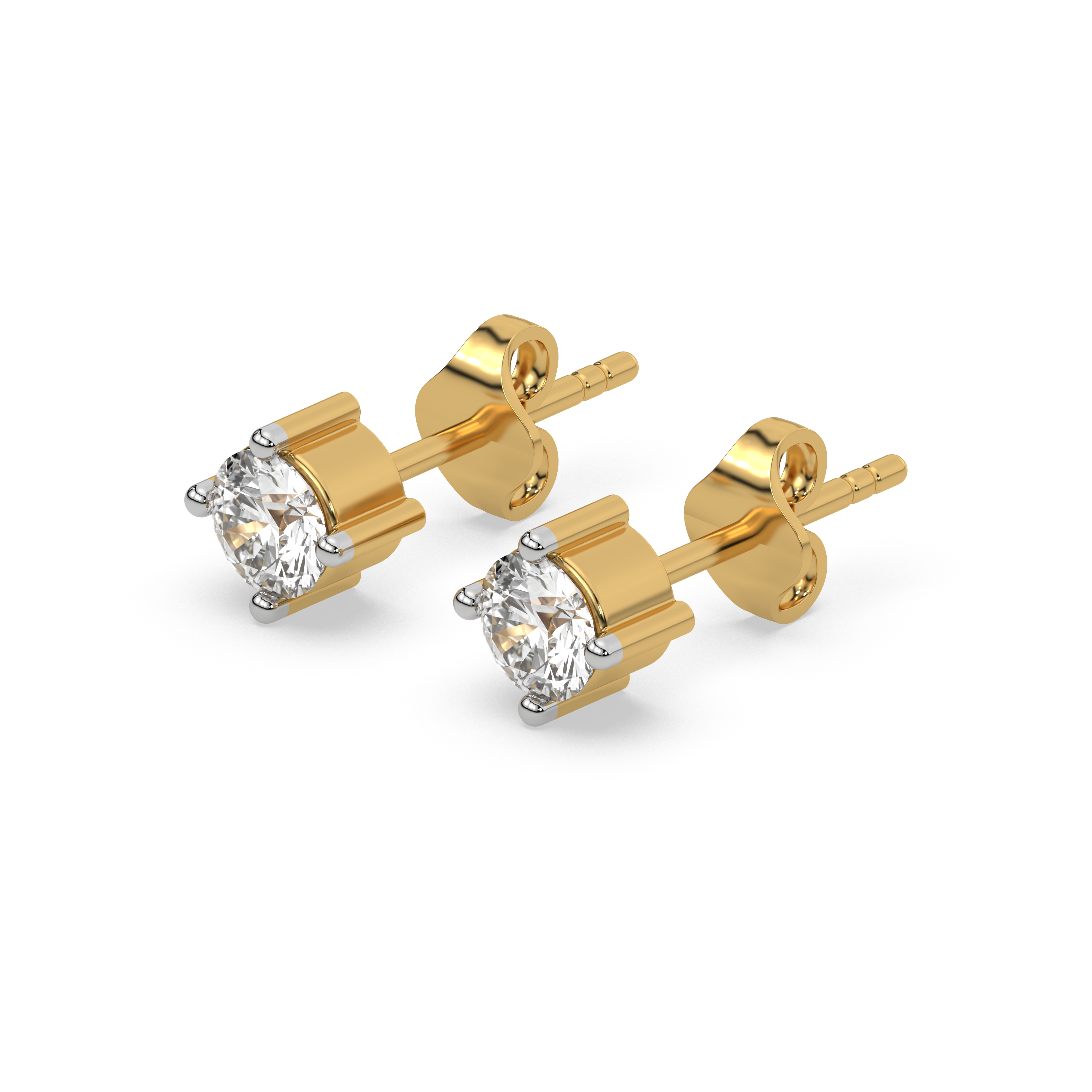 Golden Edge - Lab Diamond Solitaire Earrings