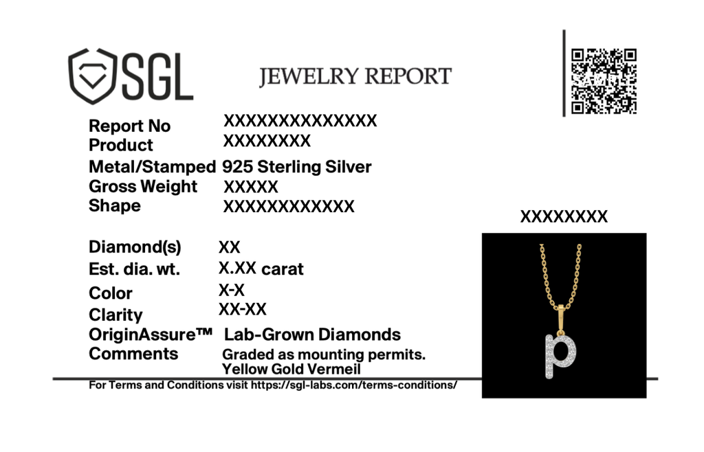 Peekaboo P - Lab Diamond Alphabet Pendant