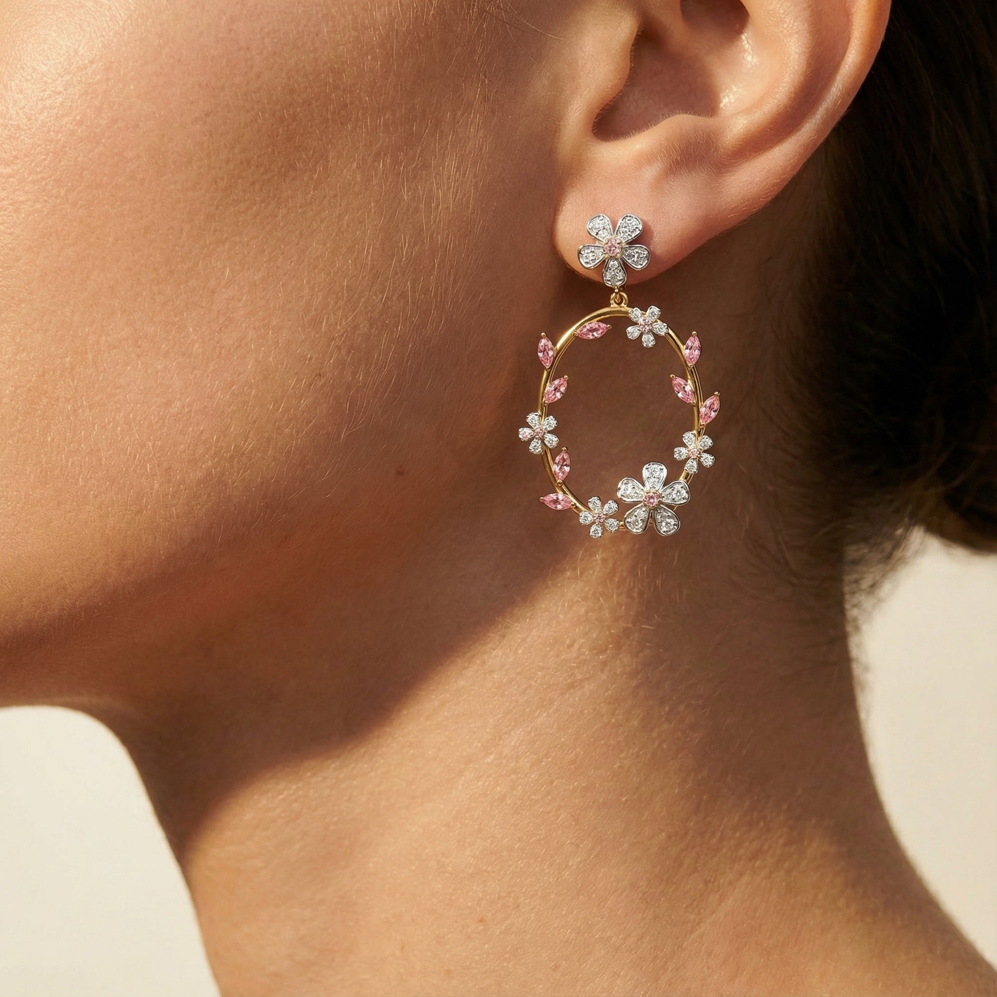 Blush Bouquet - Lab Diamond Drop Earrings Secondary image