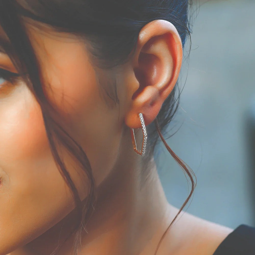 Classic Huggies - Lab Diamond  Earrings Secondary image