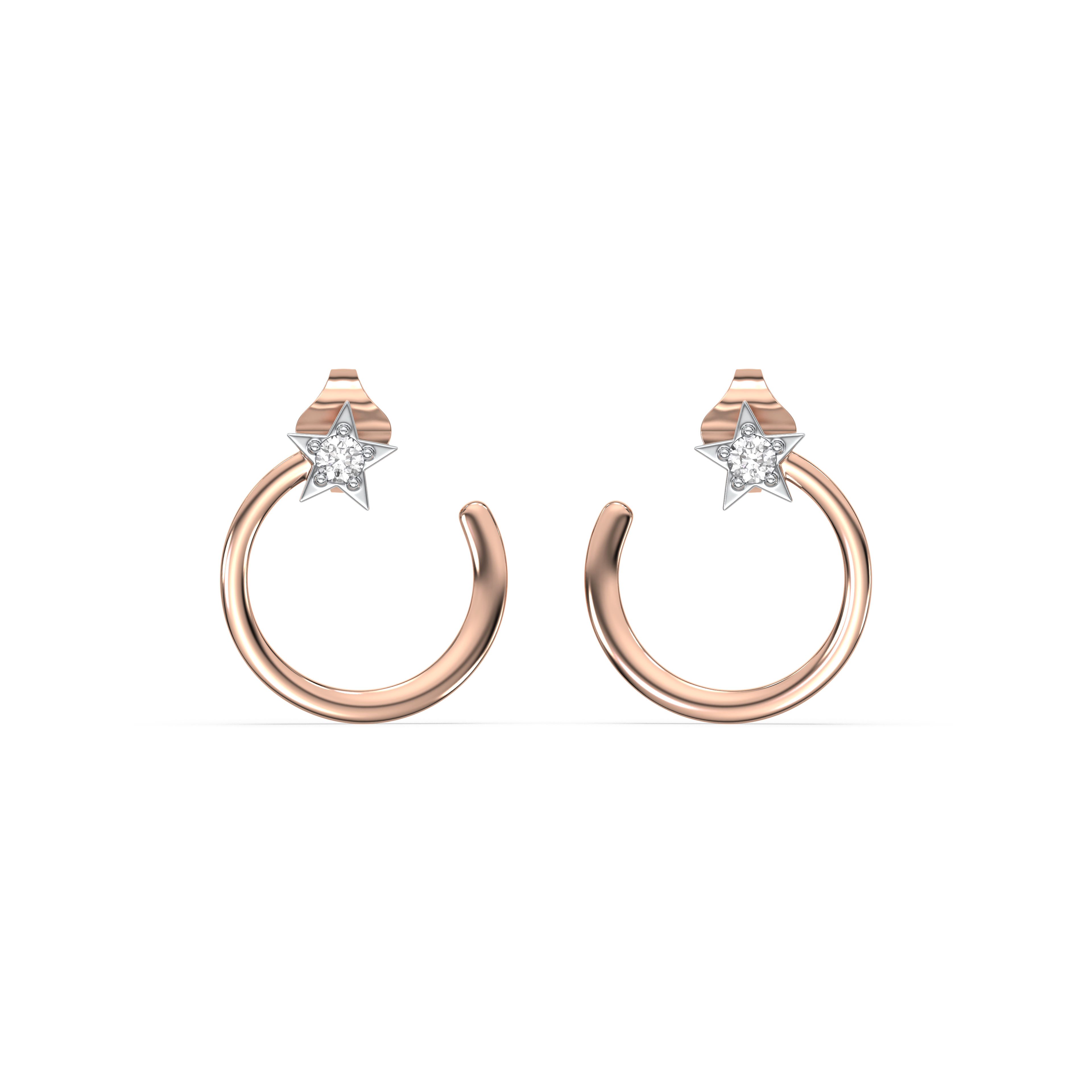 Star Rose - Lab Diamond Hoop Earrings