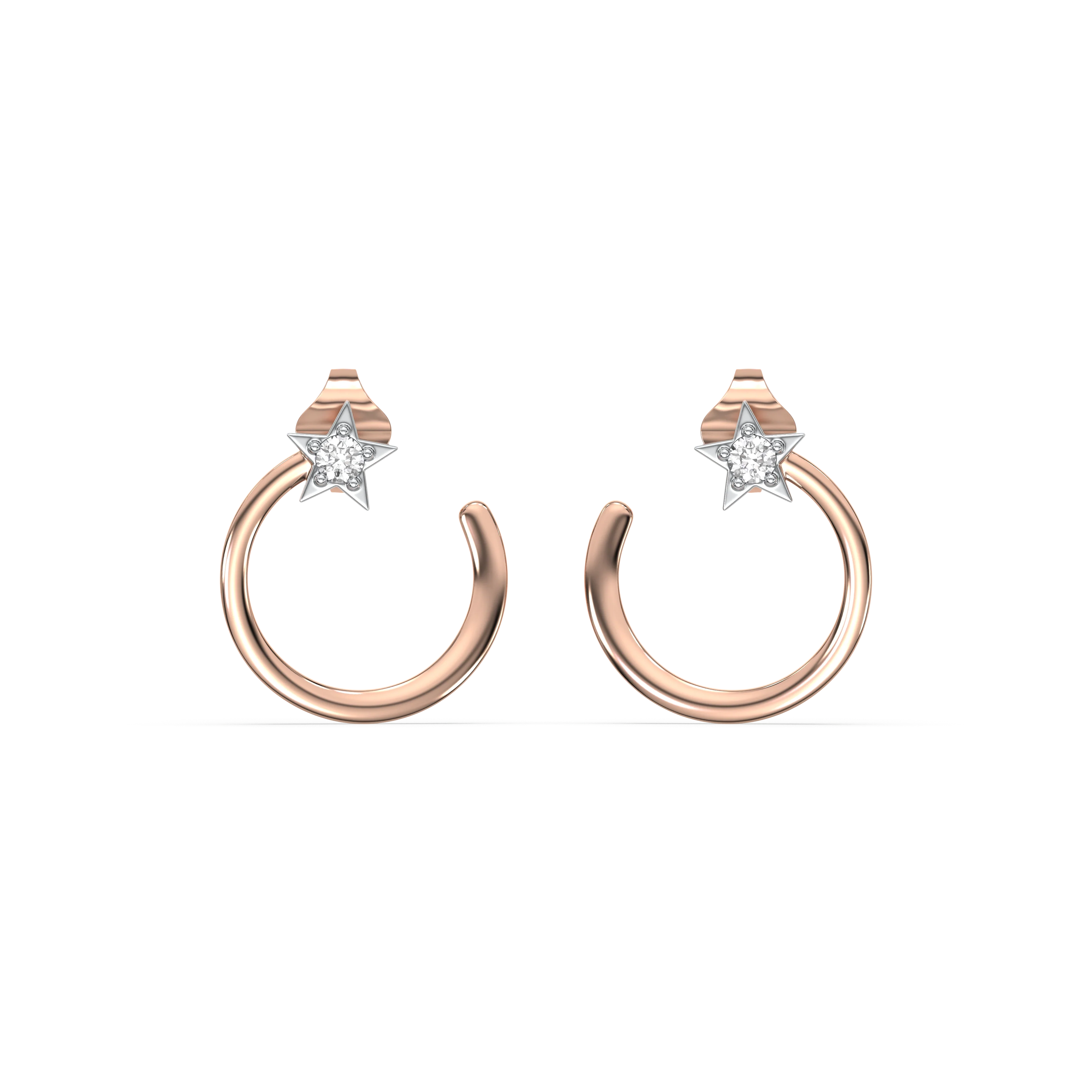 Star Rose - Lab Diamond Hoop Earrings