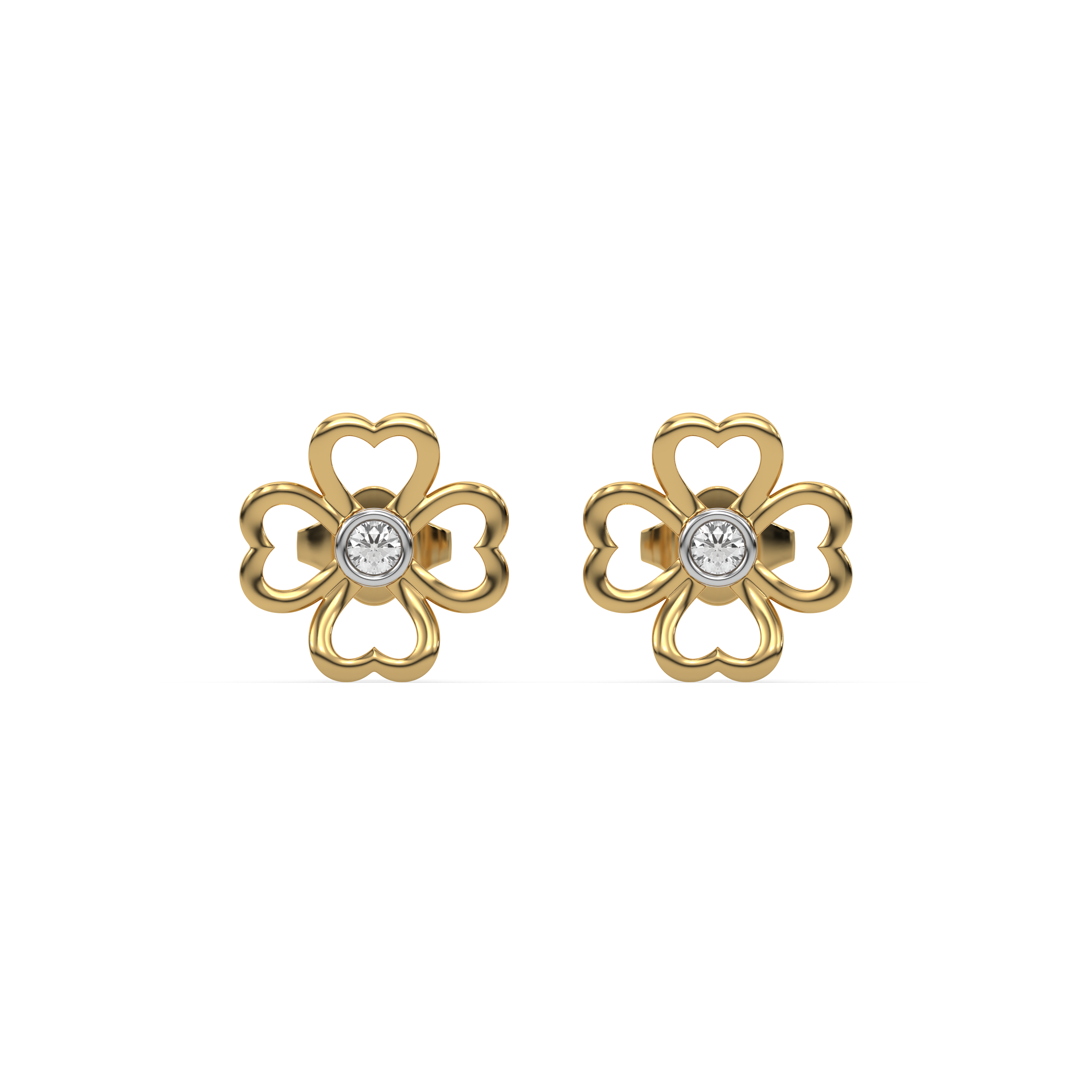 Clover Bezel - Lab Diamond Stud Earrings