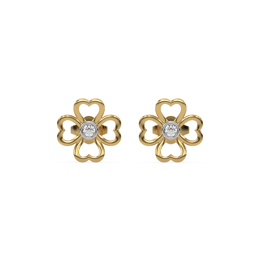 Clover Bezel - Lab Diamond Stud Earrings