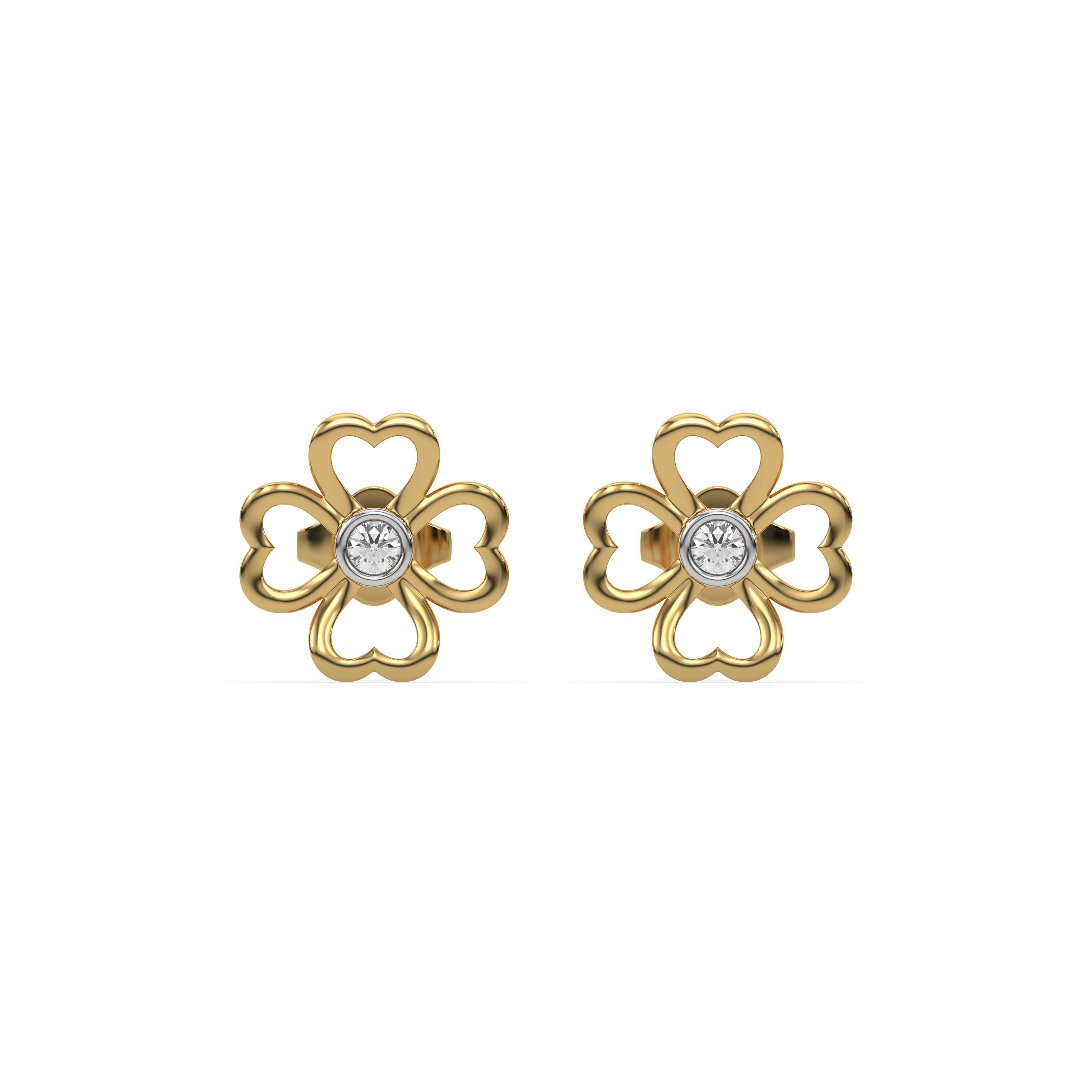 Clover Bezel - Lab Diamond Stud Earrings