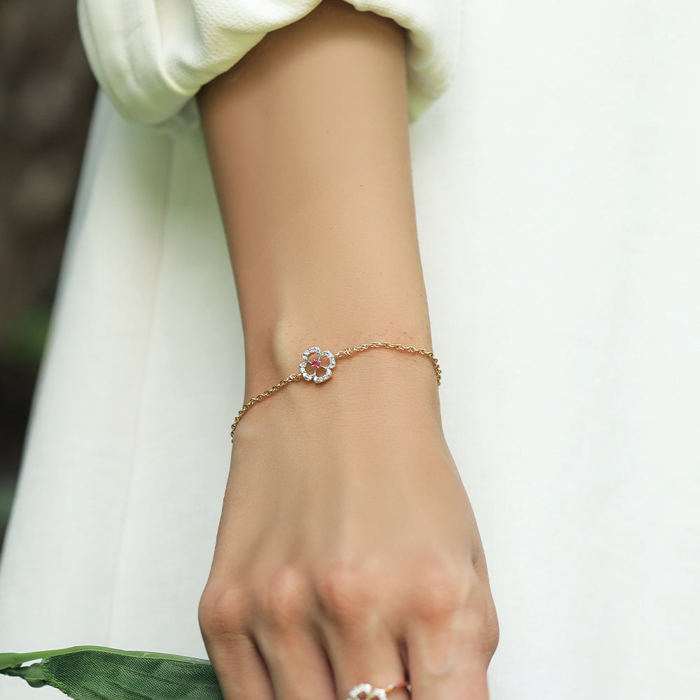 Grace Blossom - Lab Diamond & Ruby Bracelet Secondary image