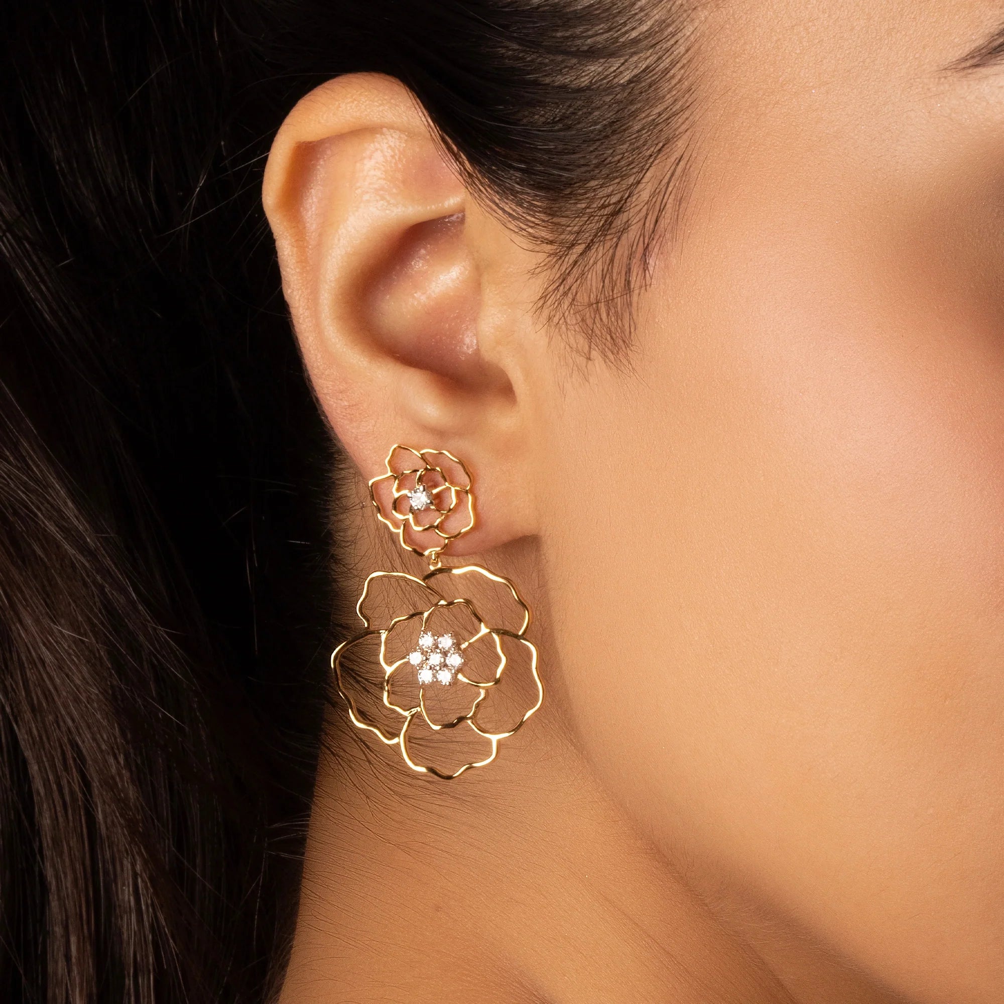 Petal Radiance - Lab Diamond Drop Earrings Main image
