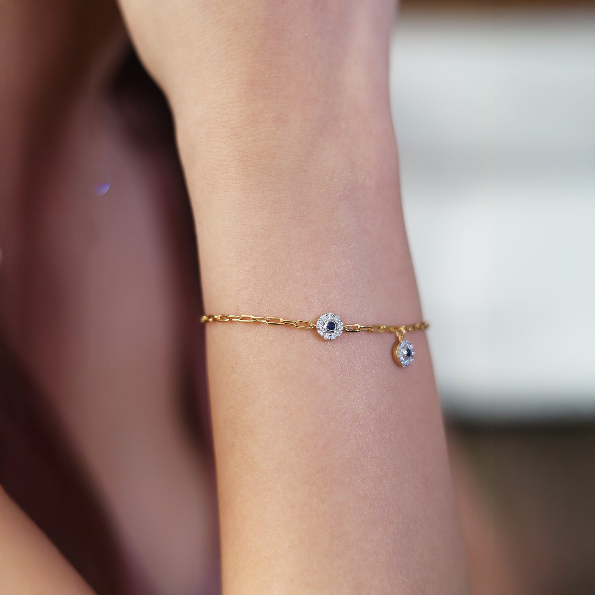 Evil Eye - Lab Diamond Charm Bracelet Main image