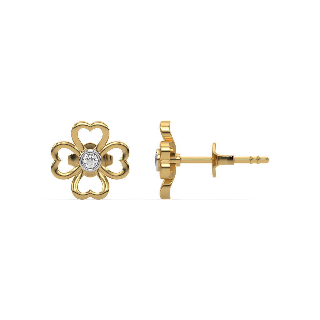 Clover Bezel - Lab Diamond Stud Earrings