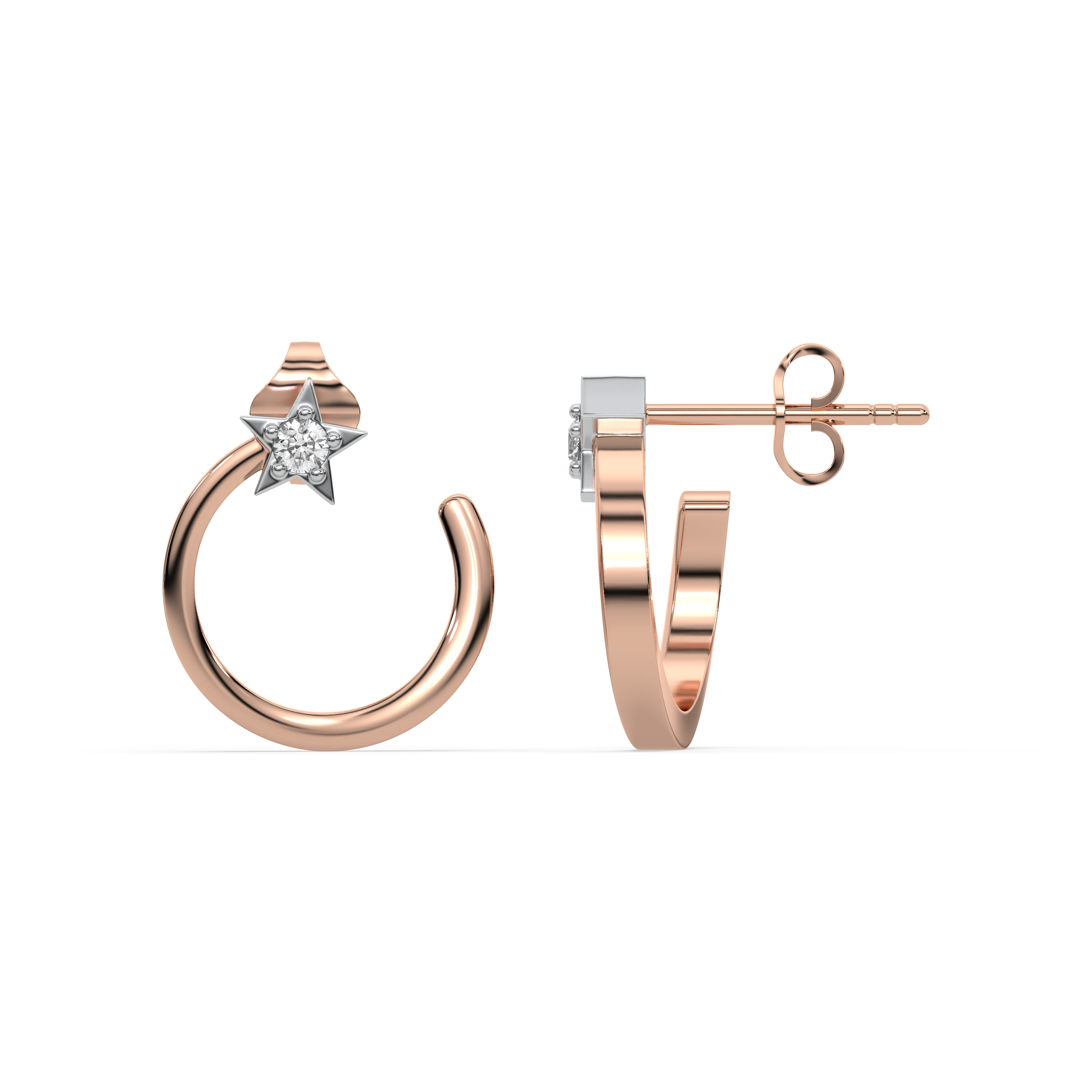 Star Rose - Lab Diamond Hoop Earrings