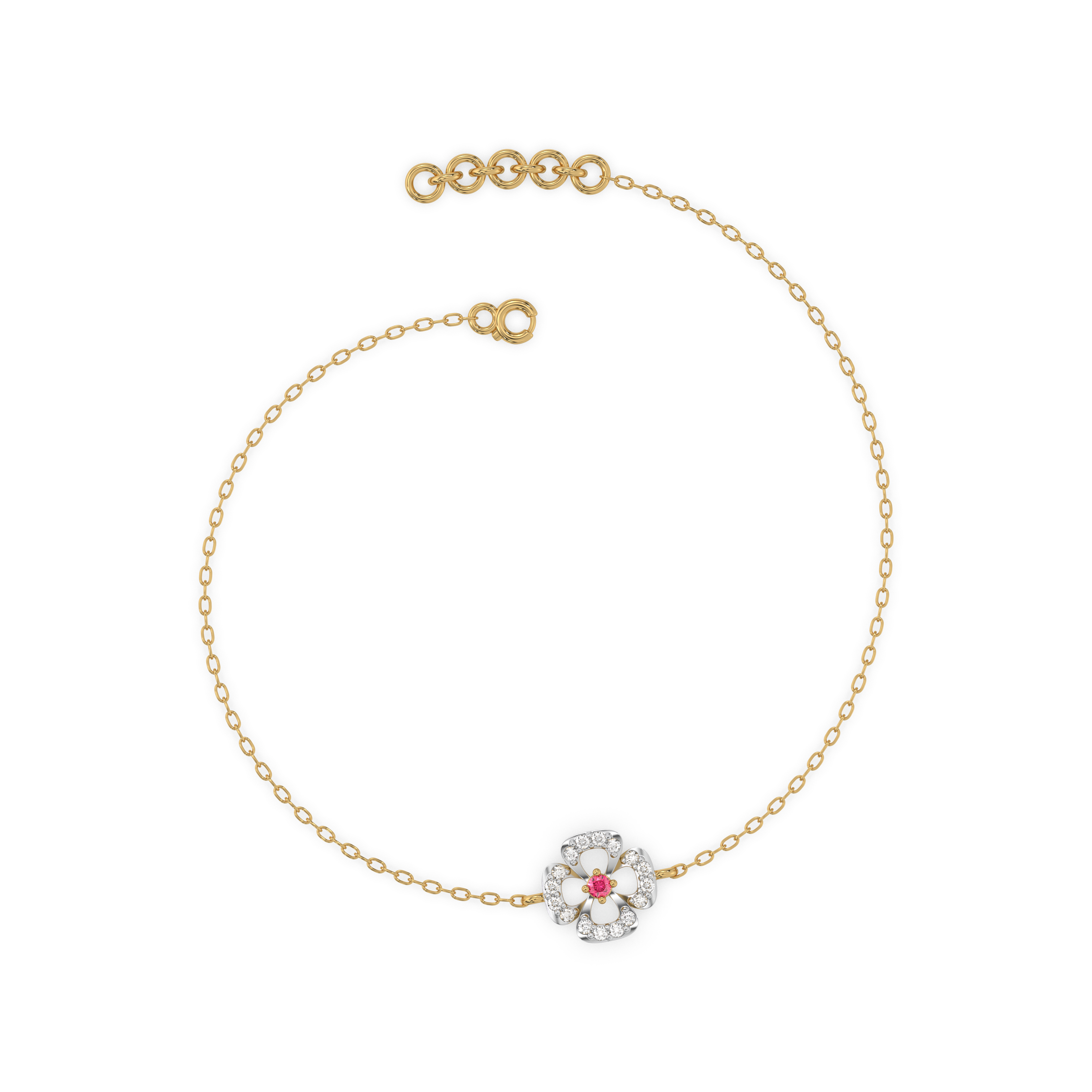 Grace Blossom - Lab Diamond & Ruby Bracelet