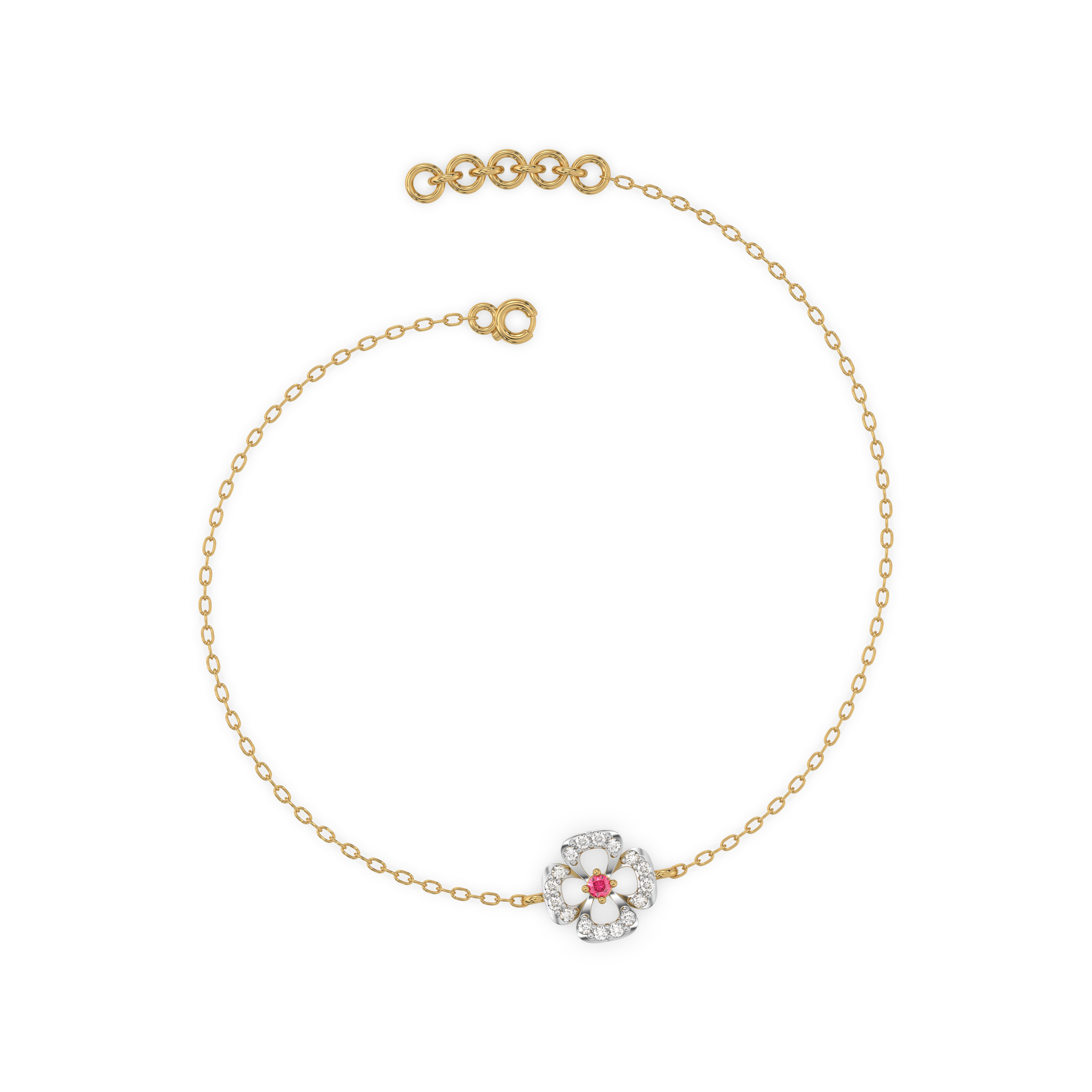 Grace Blossom - Lab Diamond & Ruby Bracelet