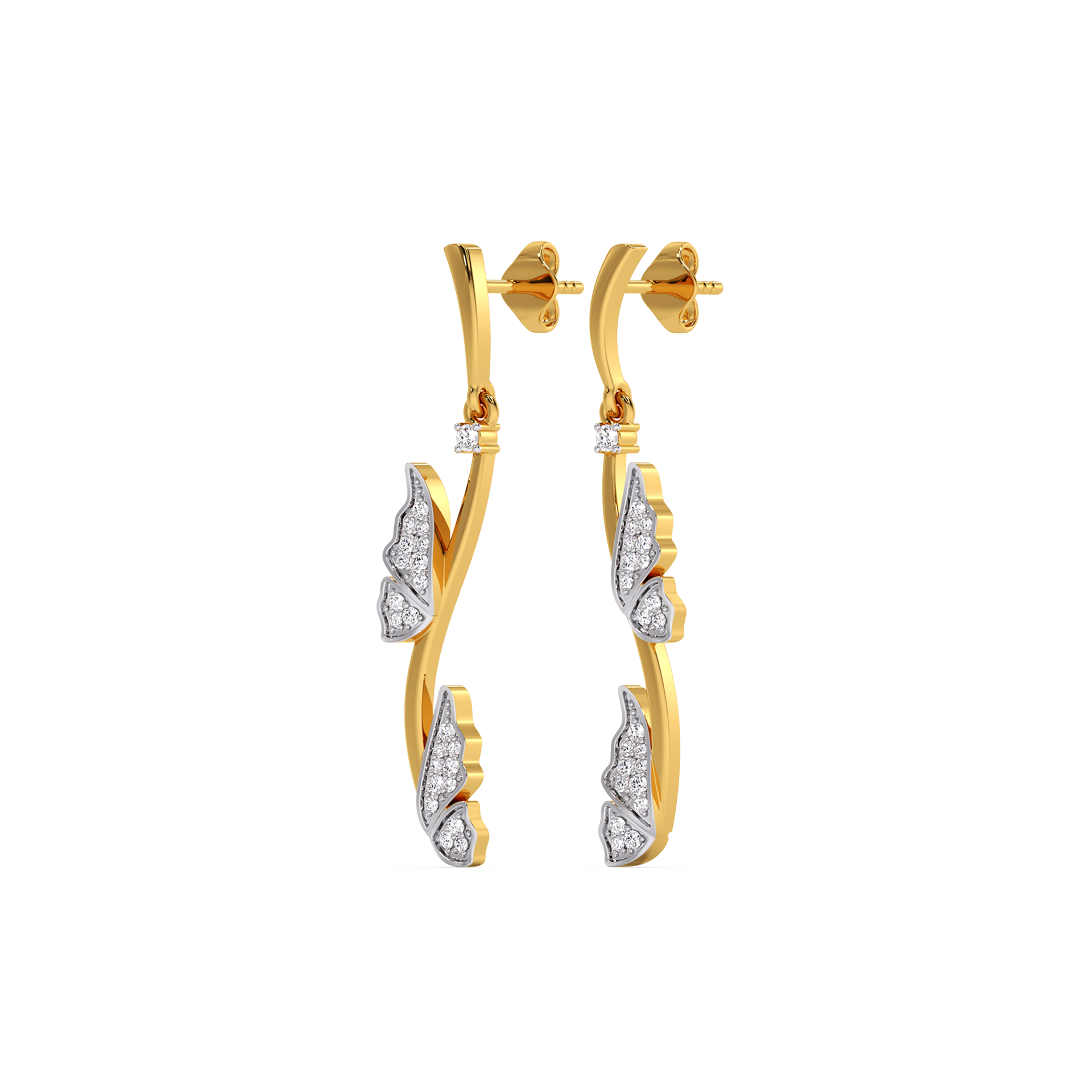 Whimsical Wing - Lab Diamond Drop Earrings