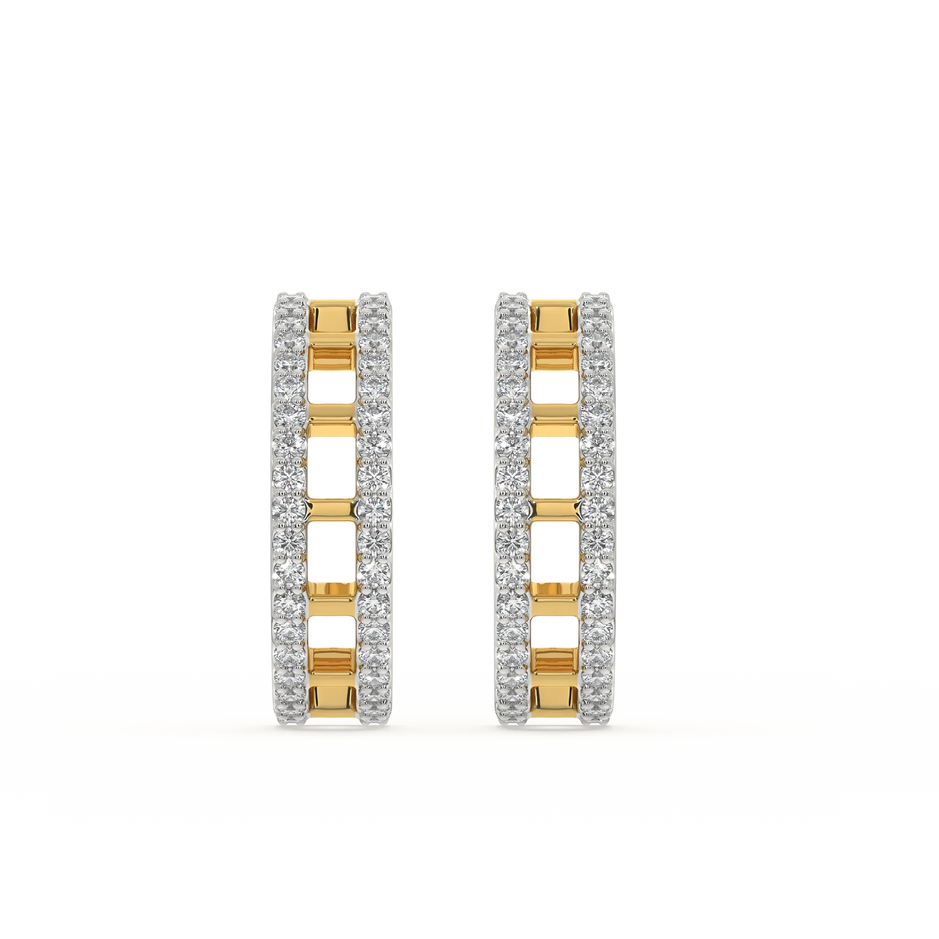 Double Pleated - Lab Diamond Hoop Earrings