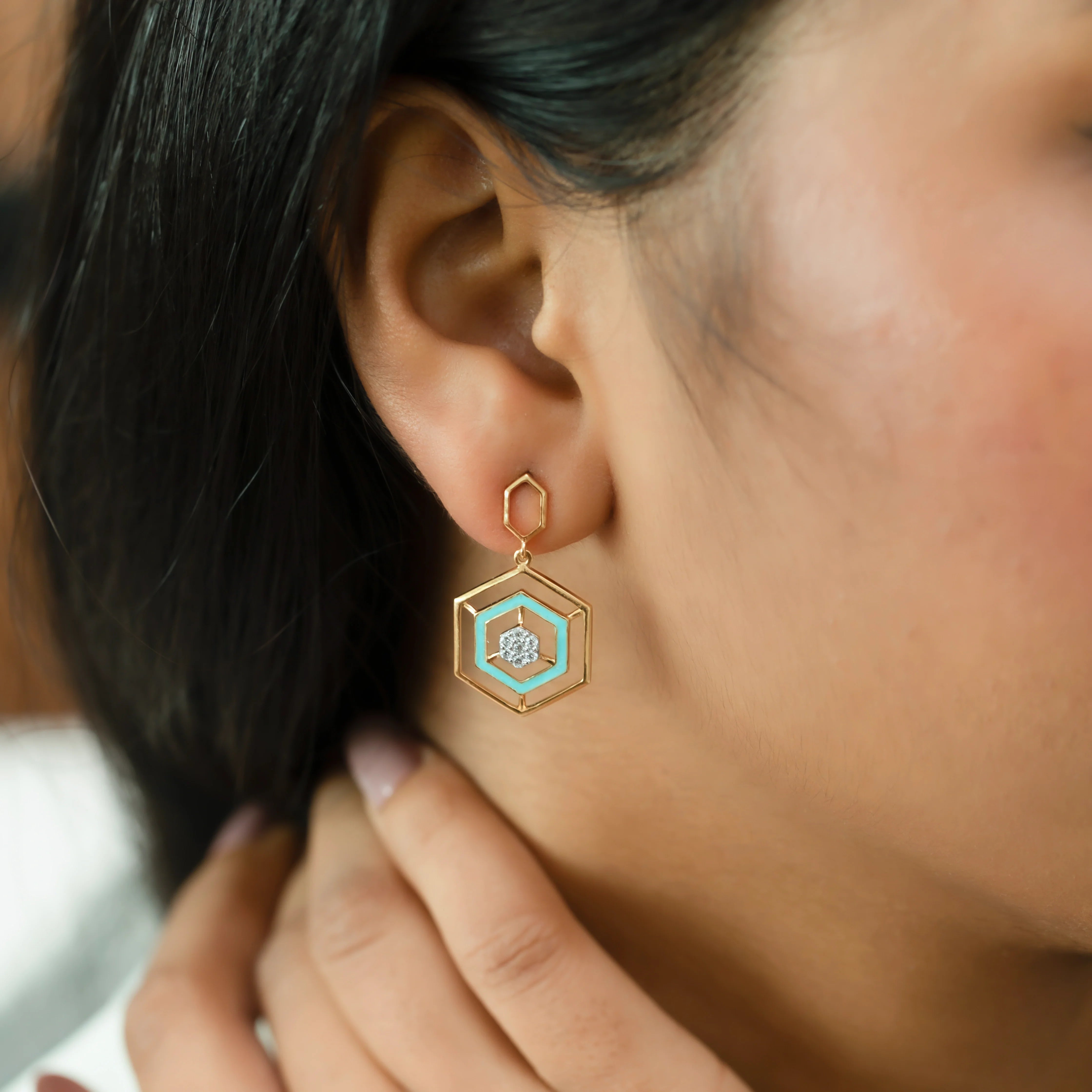 Hexa Glam - Lab Diamond Drop Earrings Secondary image
