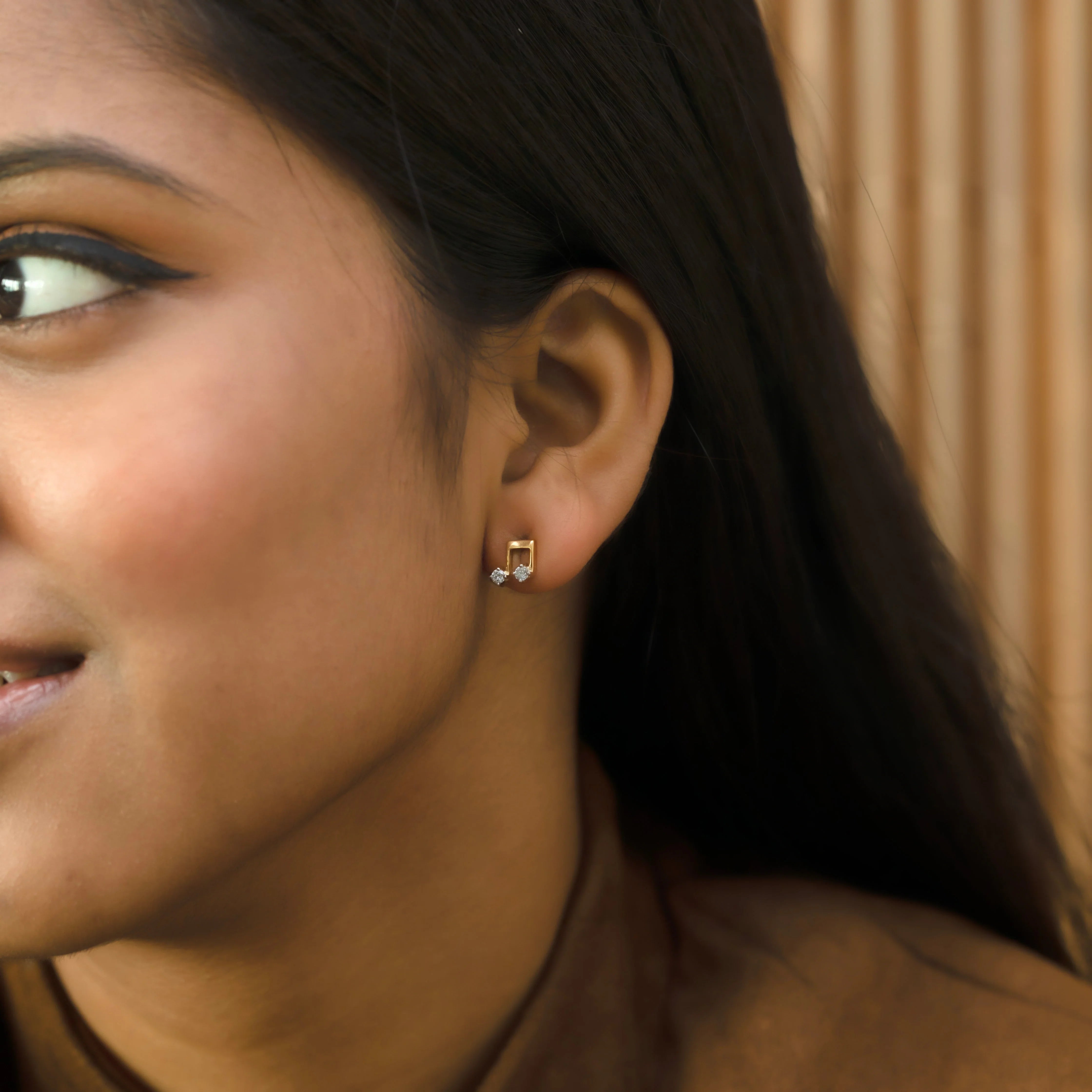 Harmony Beam - Lab Diamond Stud Earrings Secondary image