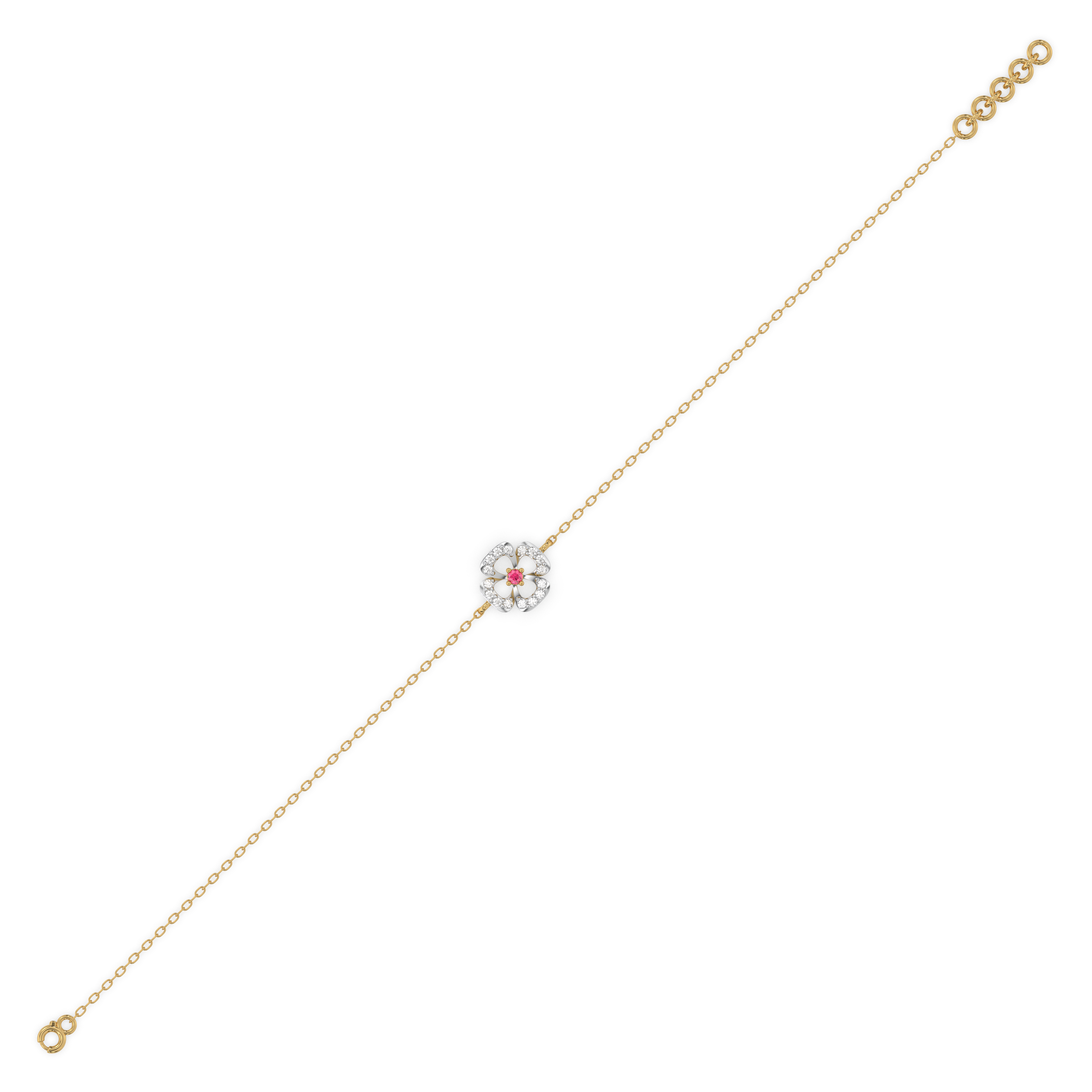 Grace Blossom - Lab Diamond & Ruby Bracelet
