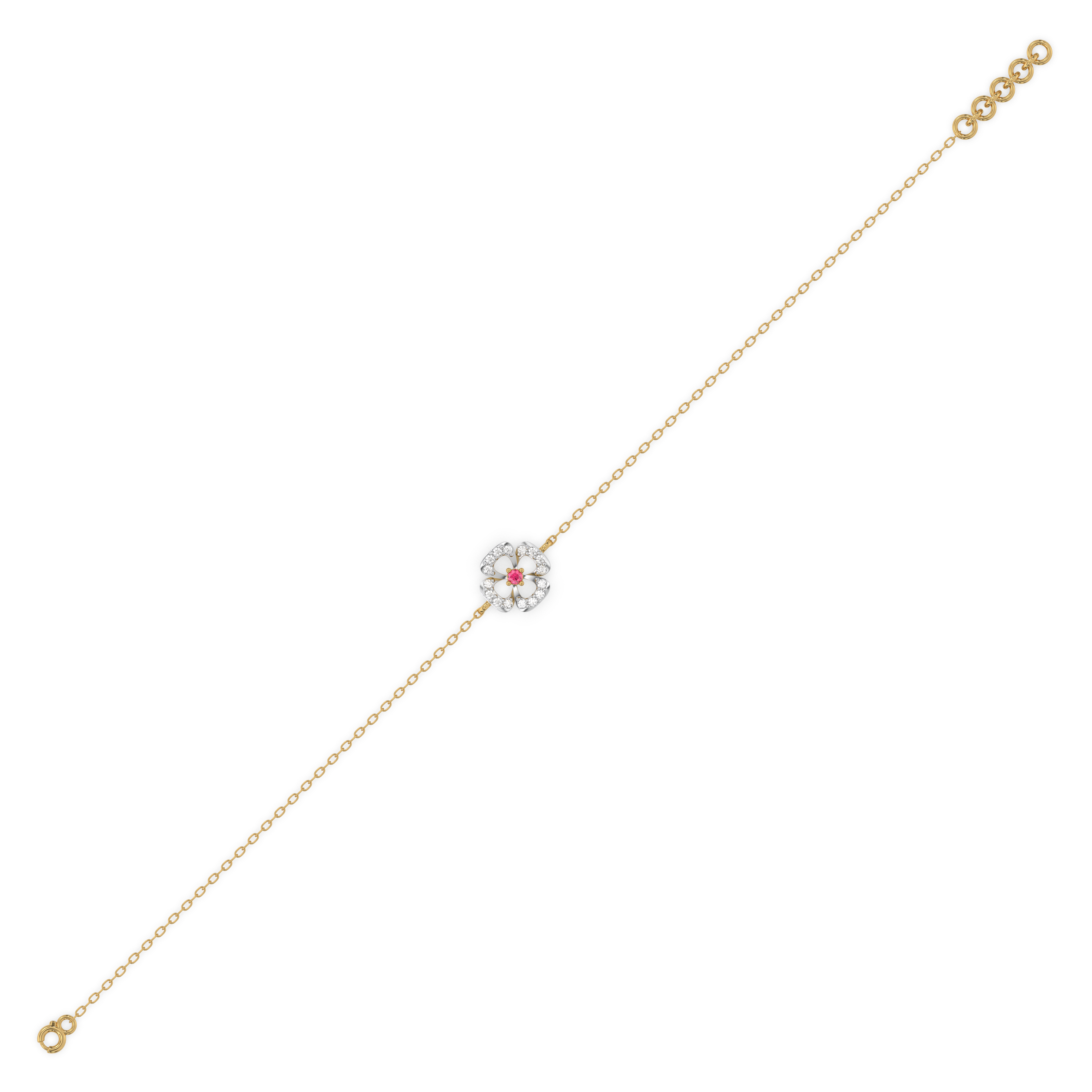 Grace Blossom - Lab Diamond & Ruby Bracelet