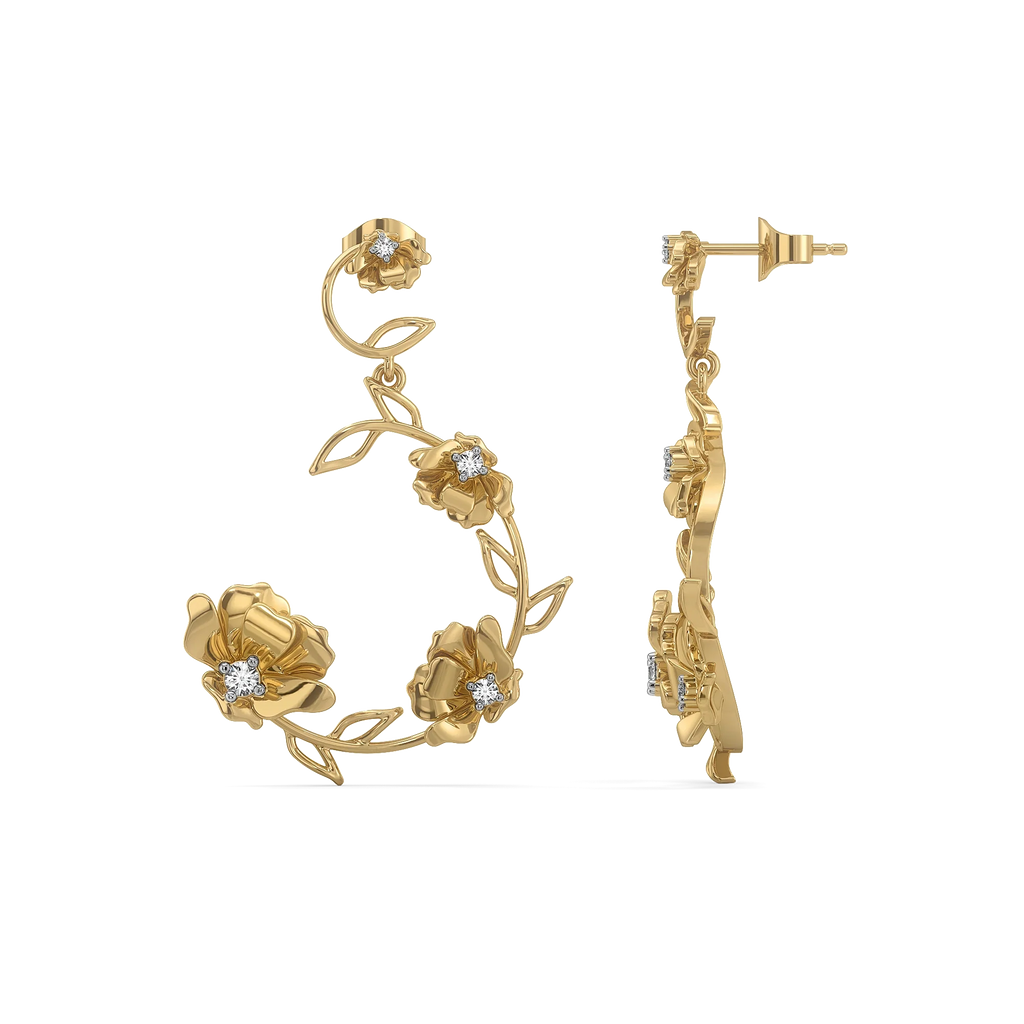 Floral Symphony - Lab Diamond Drop Earrings
