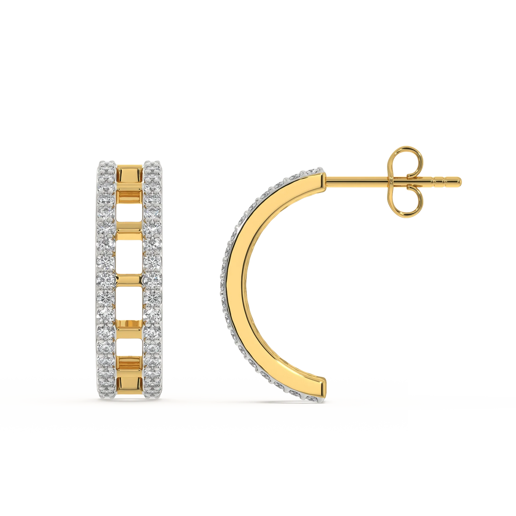 Double Pleated - Lab Diamond Hoop Earrings