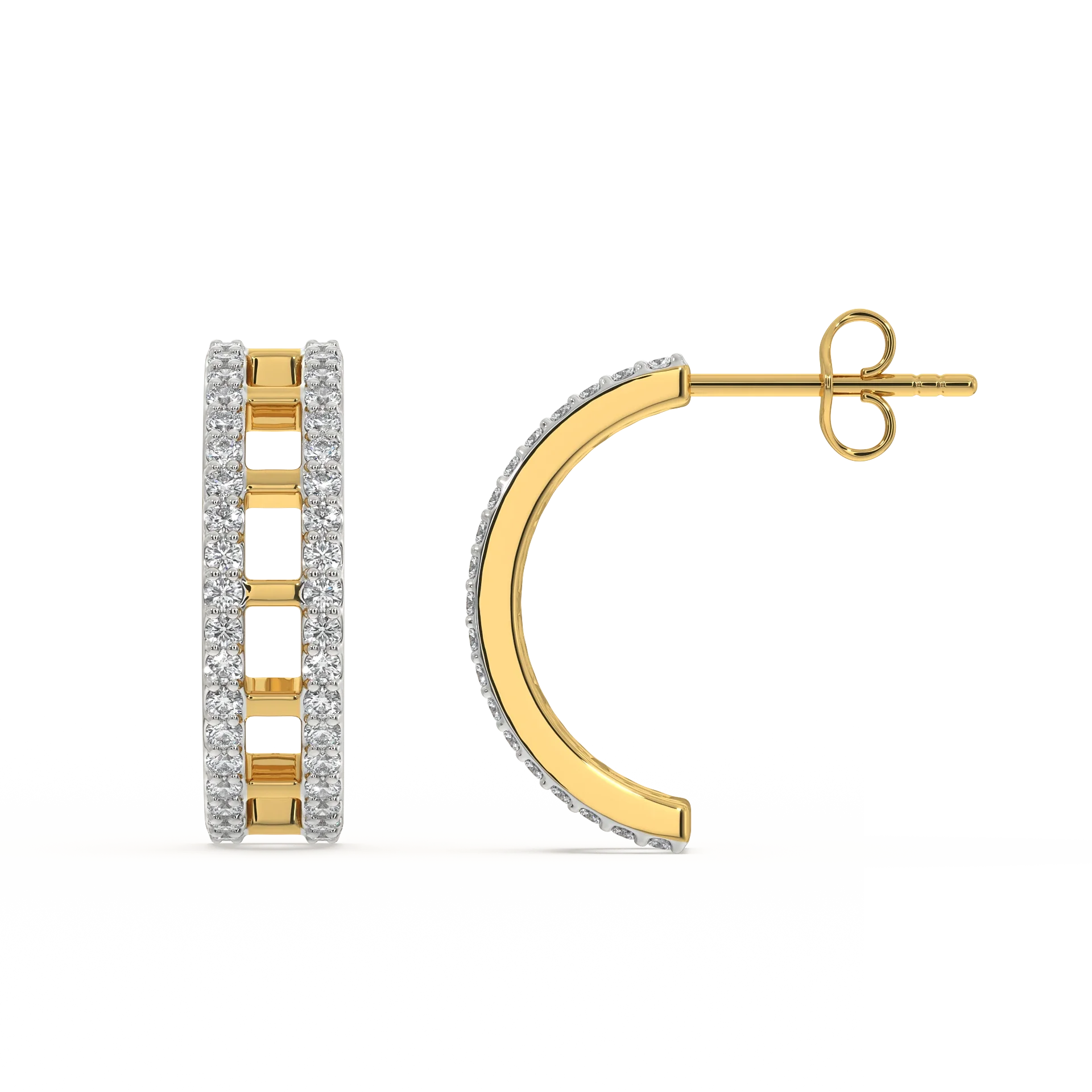 Double Pleated - Lab Diamond Hoop Earrings