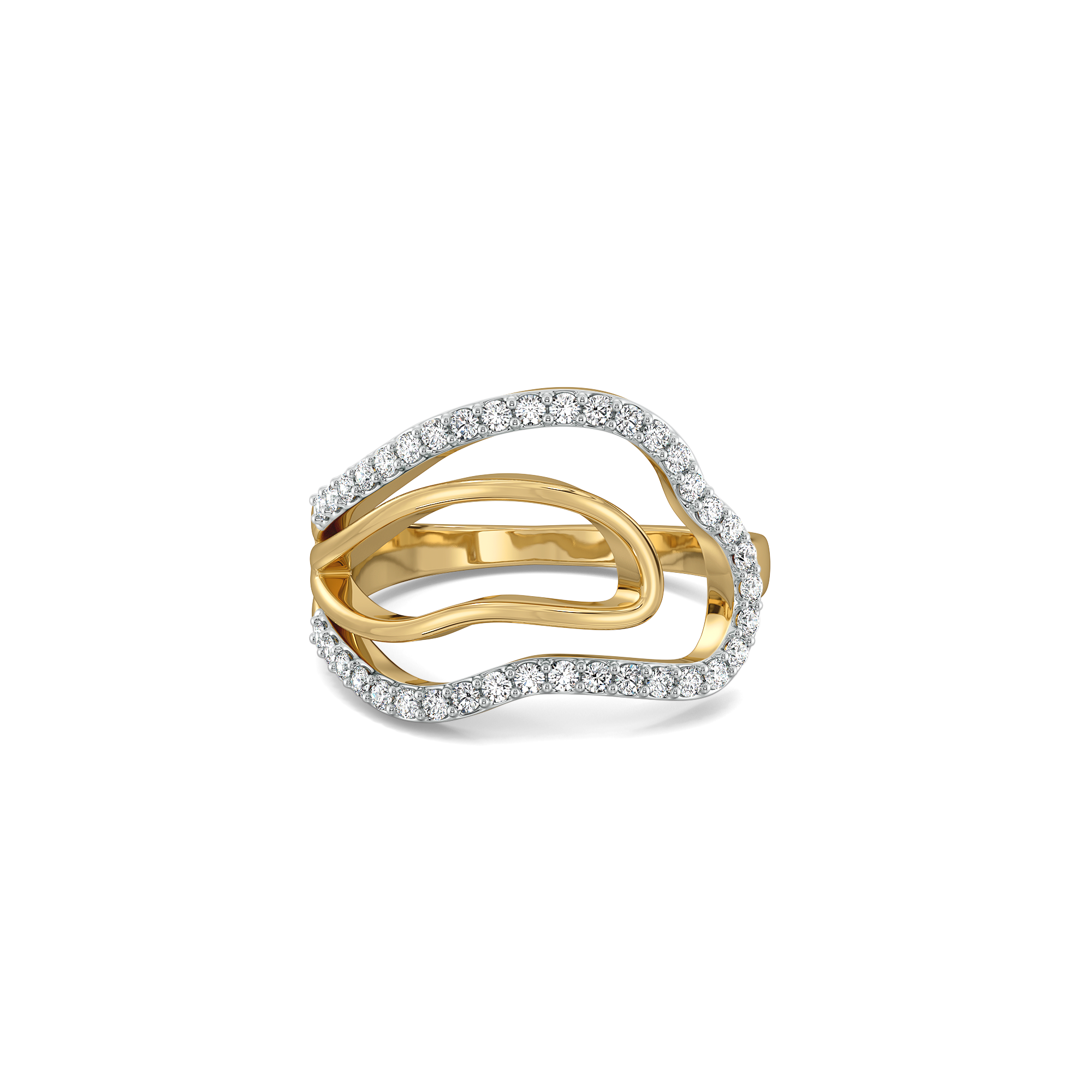 Abstract Curves - Lab Diamond Cocktail Ring