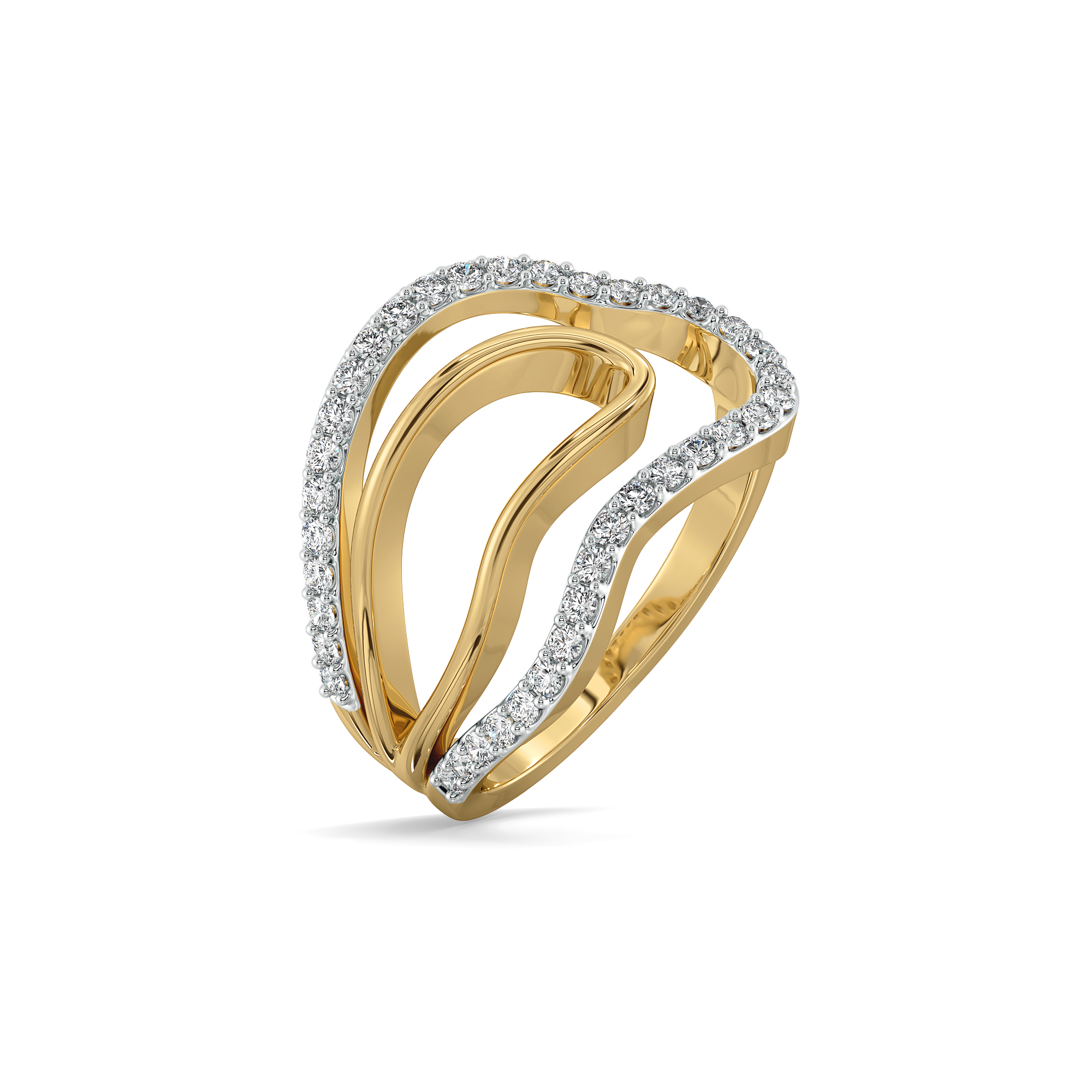 Abstract Curves - Lab Diamond Cocktail Ring