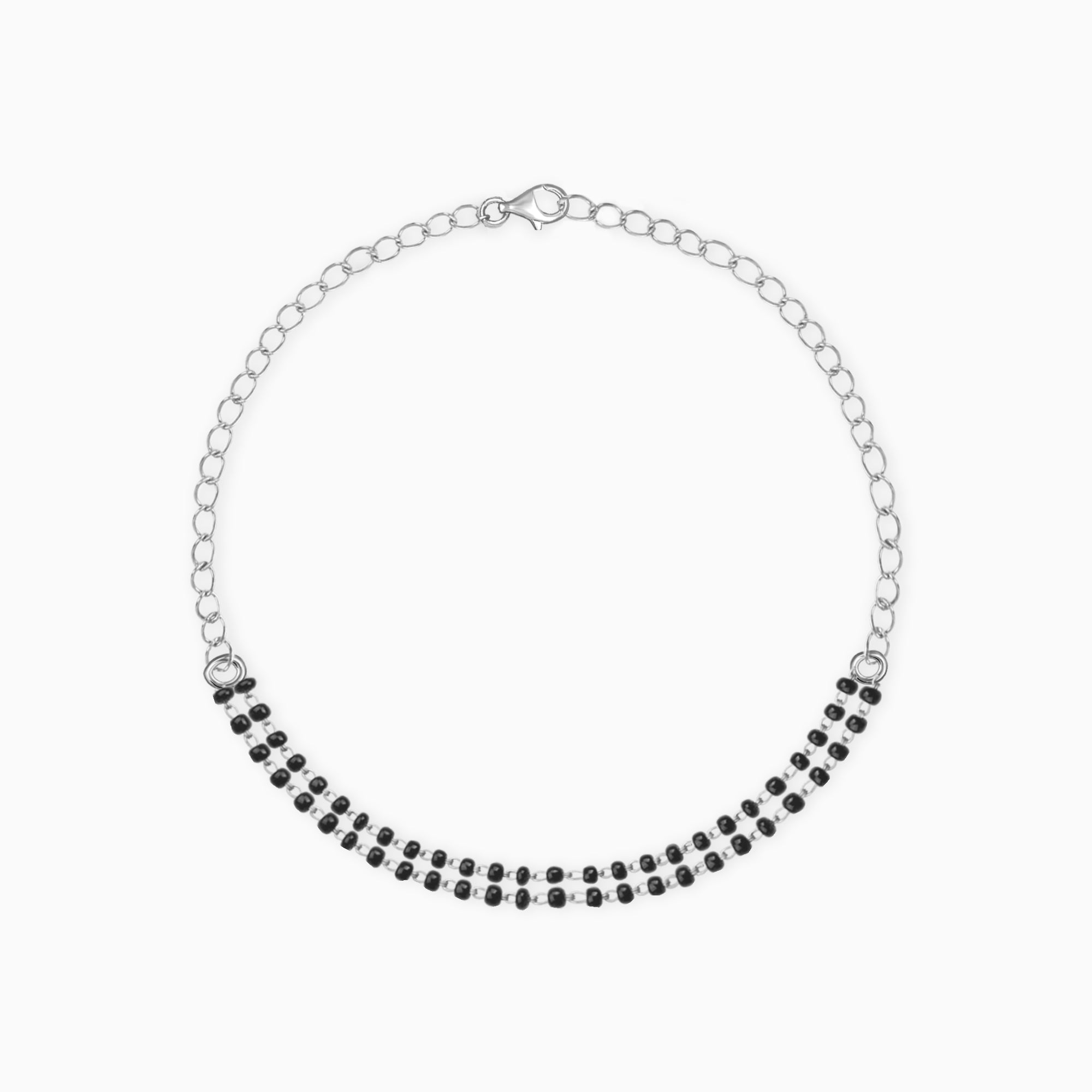 Silver Black Beads Bracelet