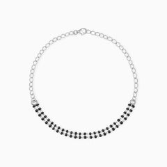 Silver Black Beads Bracelet