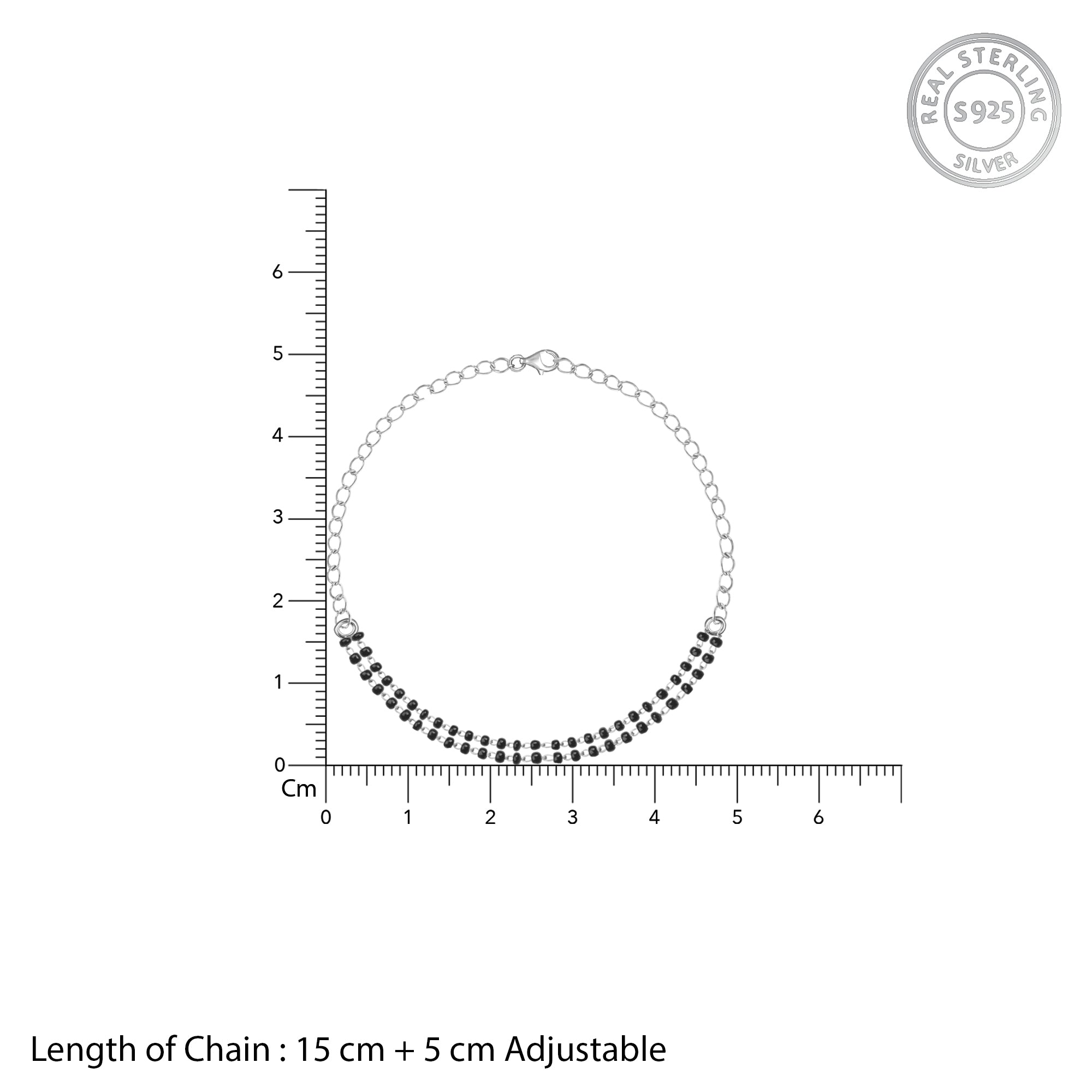 Silver Black Beads Bracelet