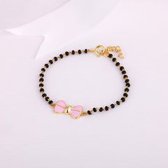 Golden Pink Bow Infant Bracelet (0-18 months)