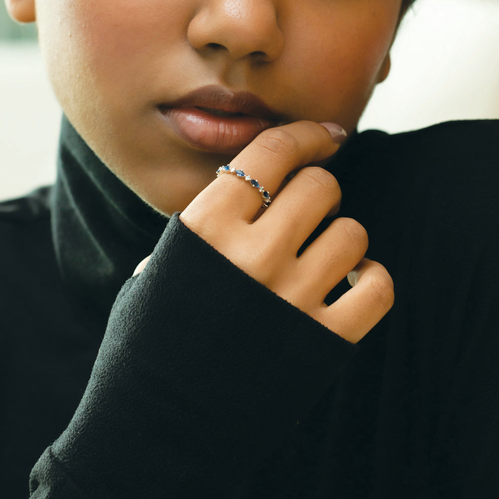 Blue Sapphire - Lab Diamond Eternity Ring Secondary image