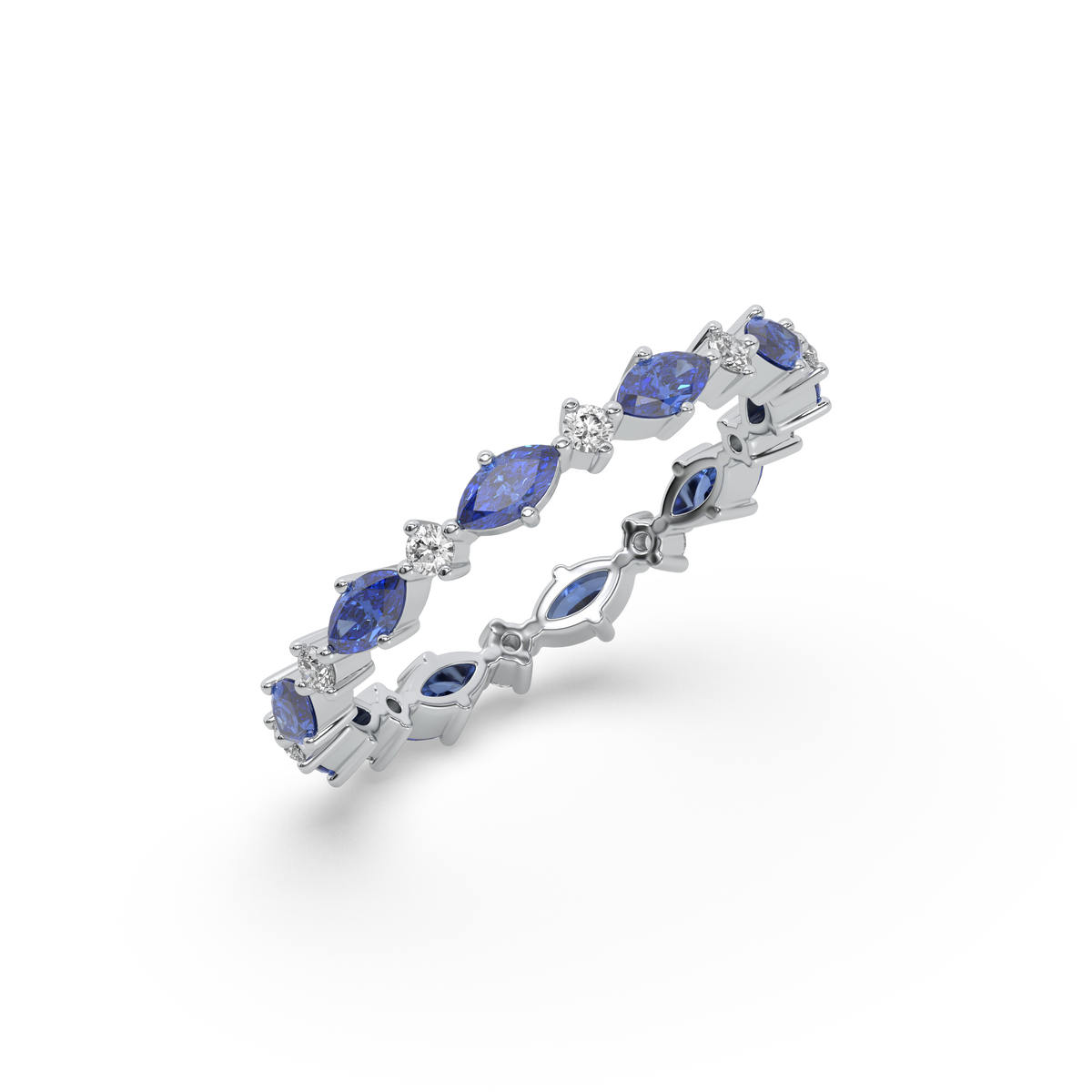 Blue Sapphire - Lab Diamond Eternity Ring