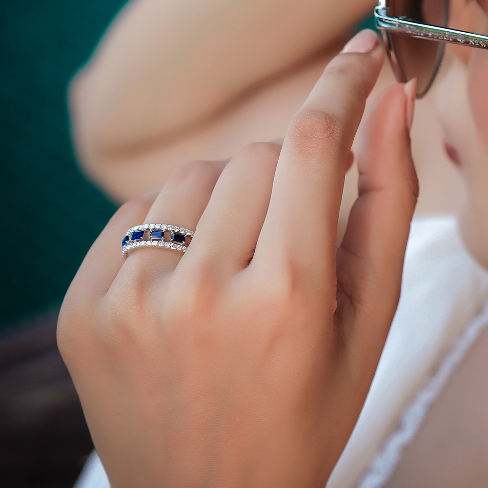 Blue Sapphire Soiree - Lab Diamond Fashion Ring Main image