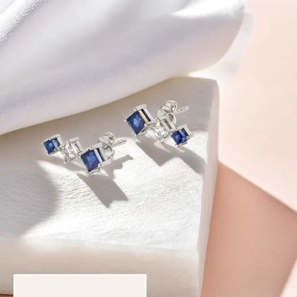 Blue Serenity Ear Cuffs - Lab Diamond Earrings Main image