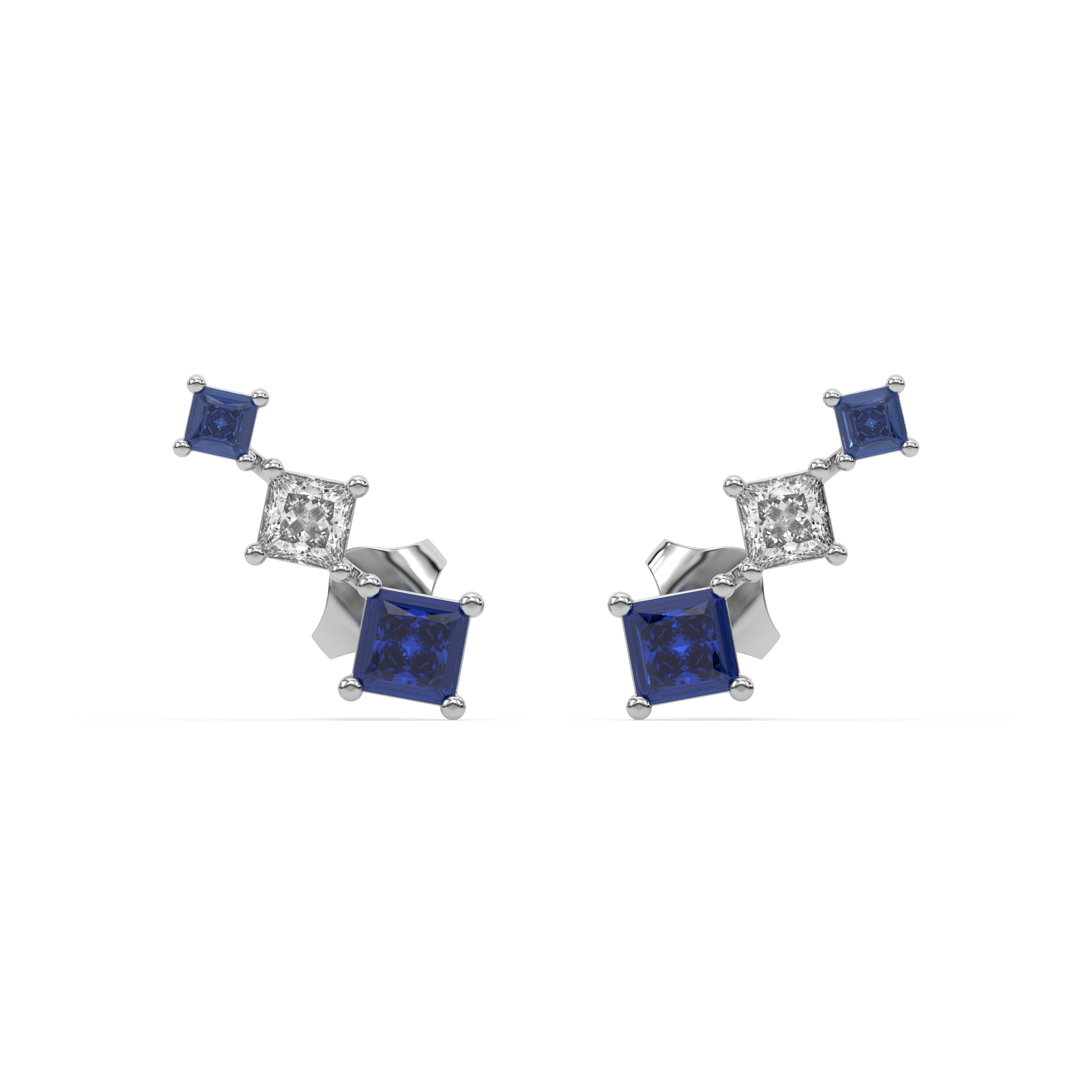 Blue Serenity Ear Cuffs - Lab Diamond Earrings