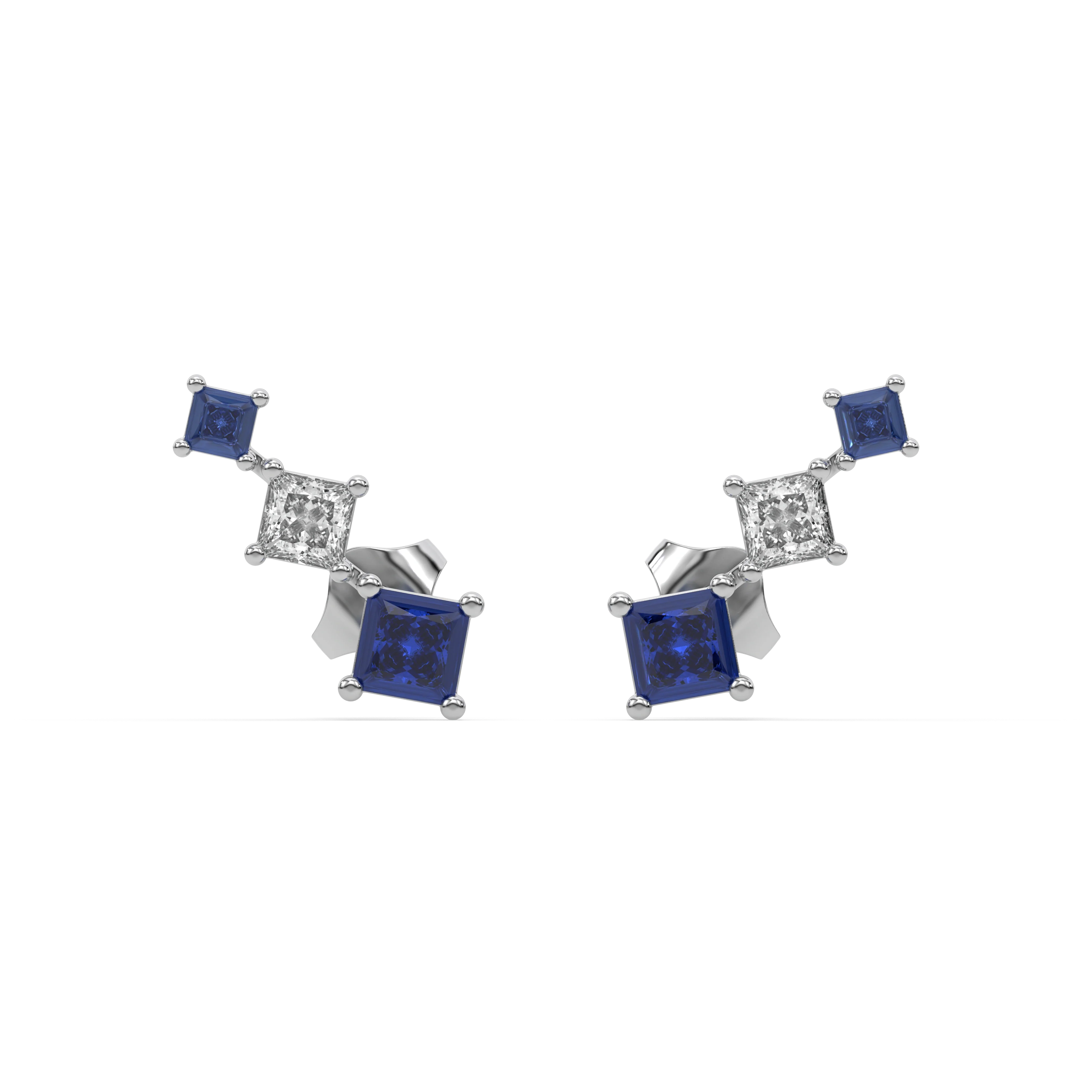 Blue Serenity Ear Cuffs - Lab Diamond Earrings Secondary image