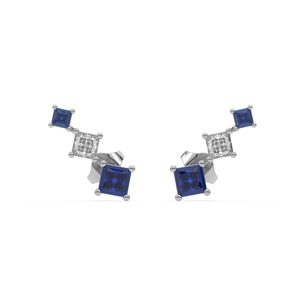 Blue Serenity Ear Cuffs - Lab Diamond Earrings