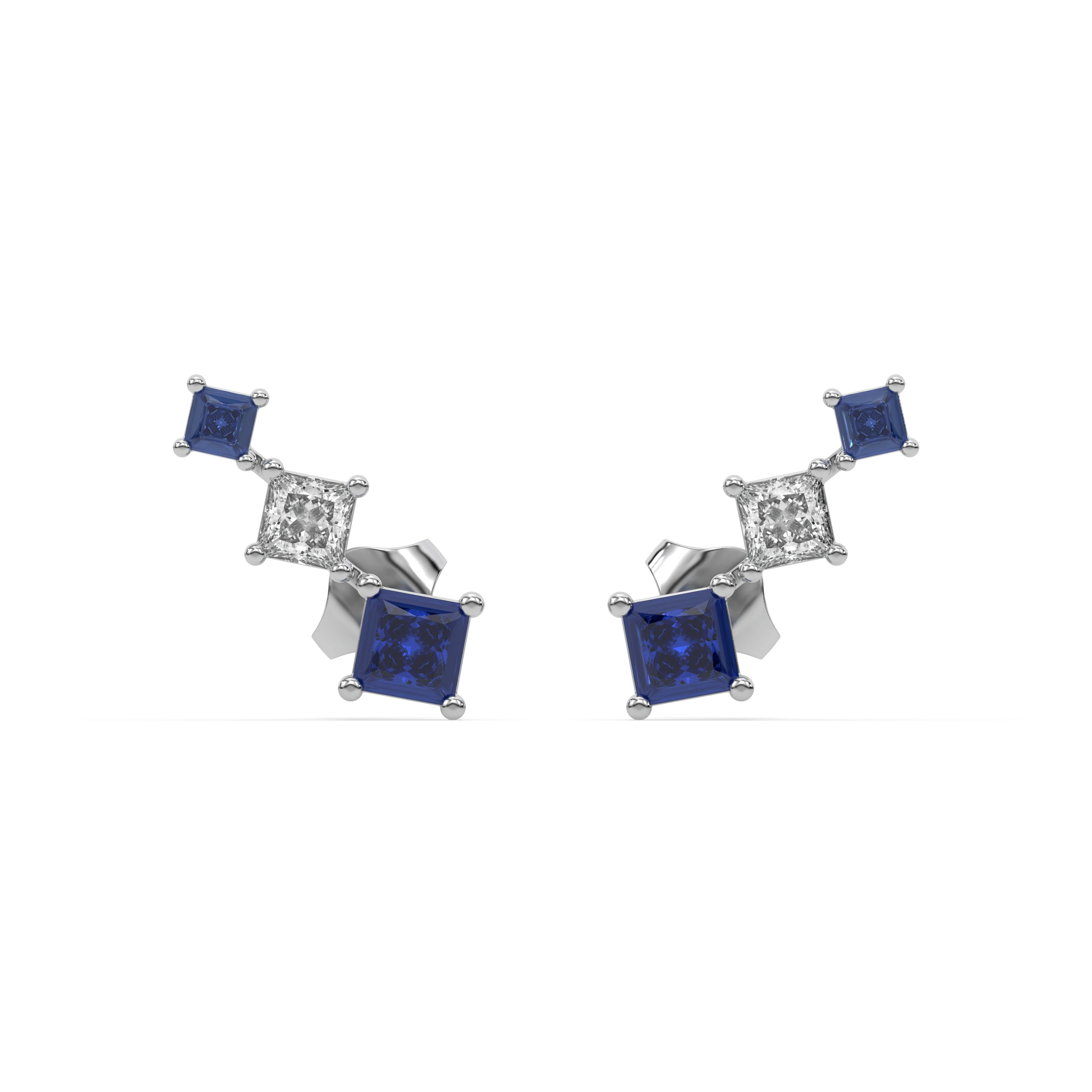 Blue Serenity Ear Cuffs - Lab Diamond Earrings