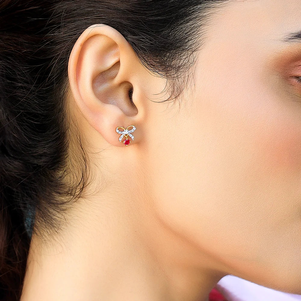 Bow Knot - Lab Diamond Stud Earrings Main image