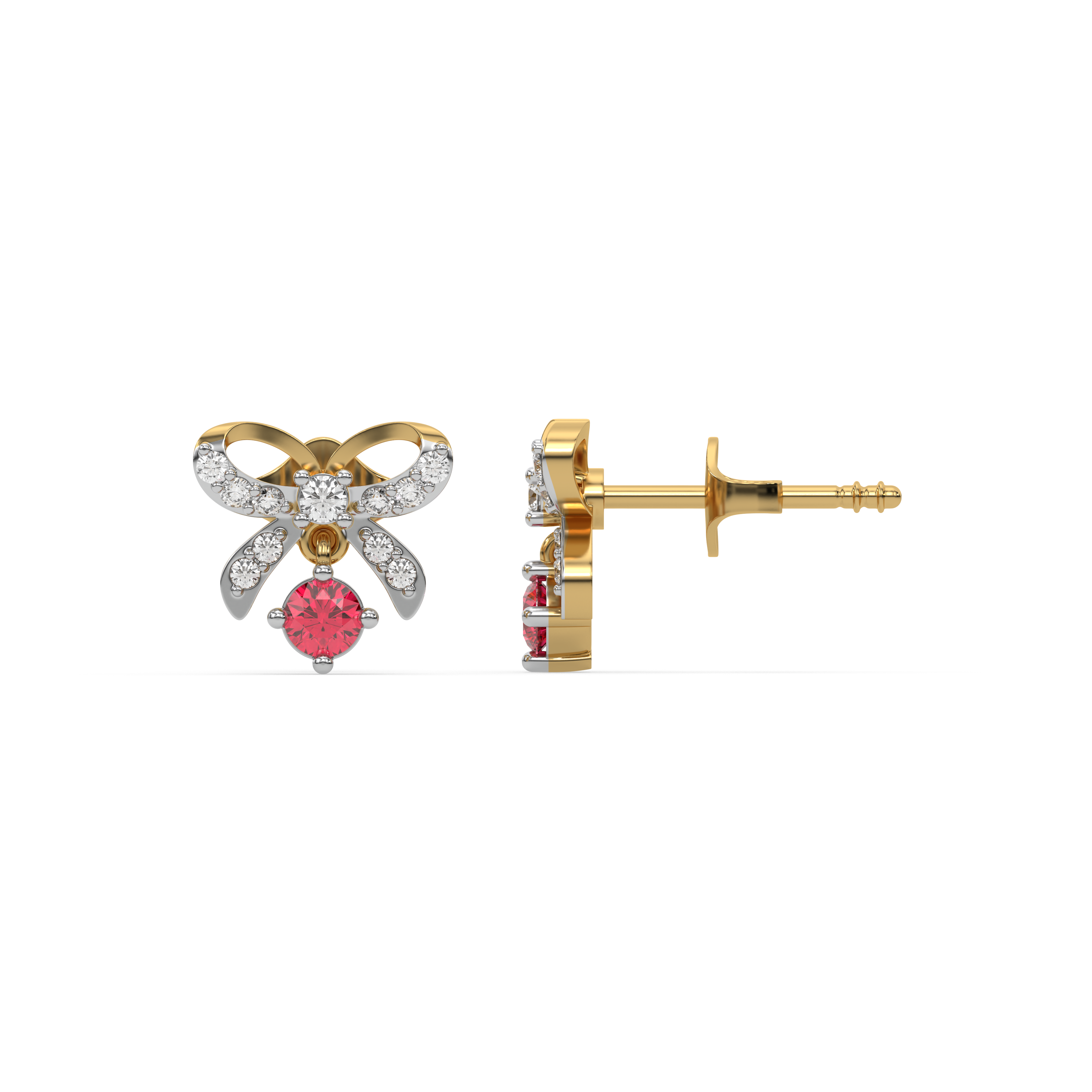 Bow Knot - Lab Diamond Stud Earrings