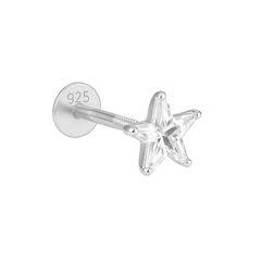 925 Silver Star Crystal Nosepin – South Screw Type