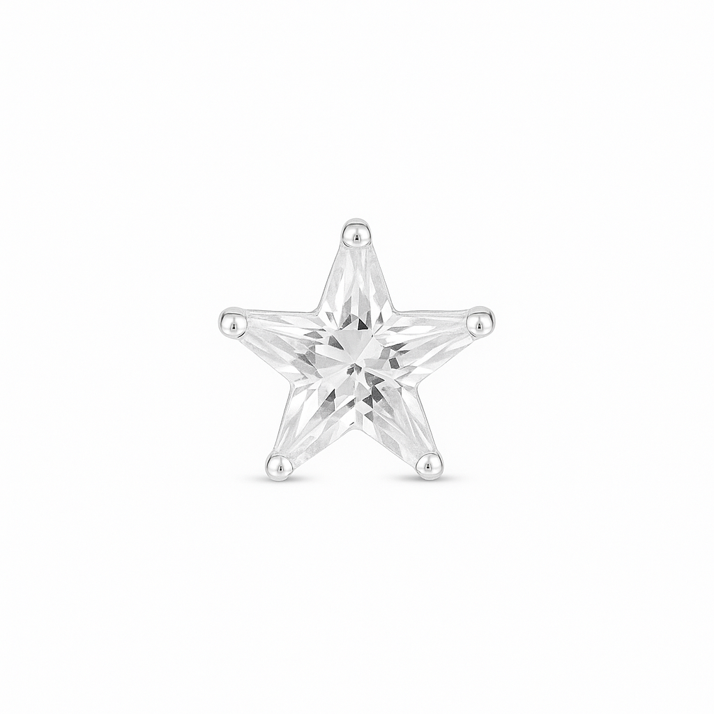 925 Silver Star Crystal Nosepin – South Screw Type