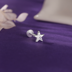 925 Silver Star Crystal Nosepin – South Screw Type