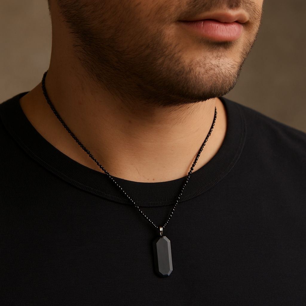 Onyx Shield Pendant Necklace