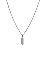 Polished Silver Edge Pendant – Minimal Steel Necklace