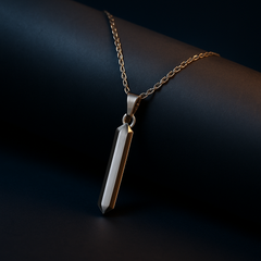 Polished Silver Edge Pendant – Minimal Steel Necklace